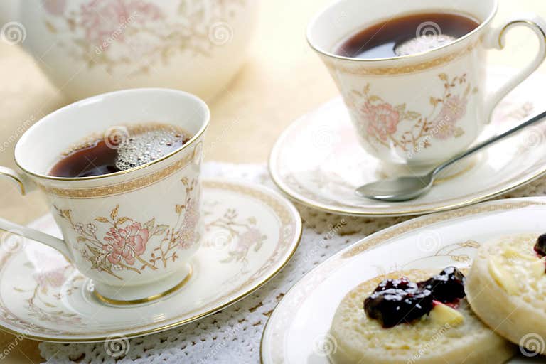Tea and crumpets stock image. Image of drink, flavor, afternoon 2342479