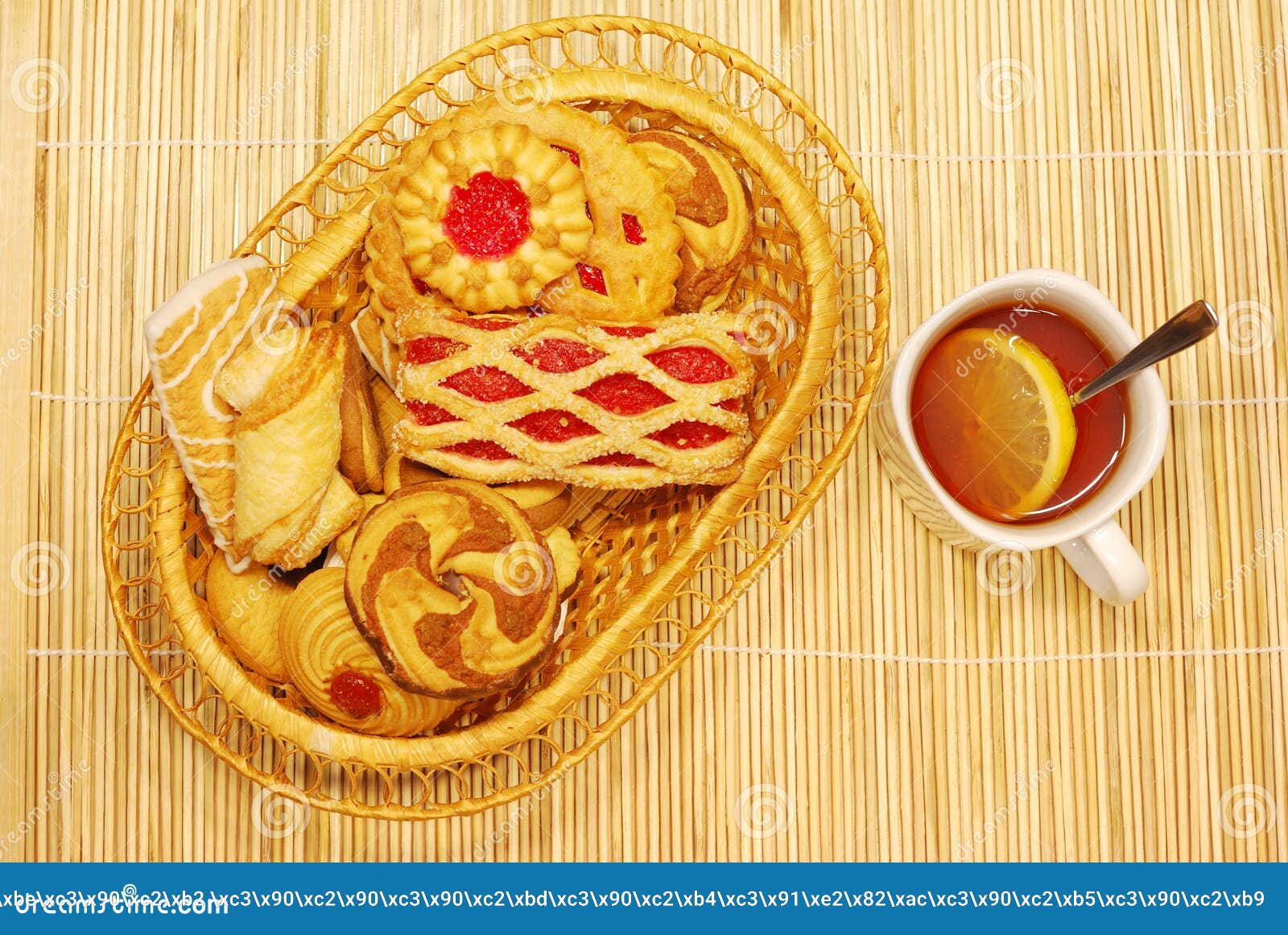 Tea cup with biscuits stock image. Image of sweet, food 12557333