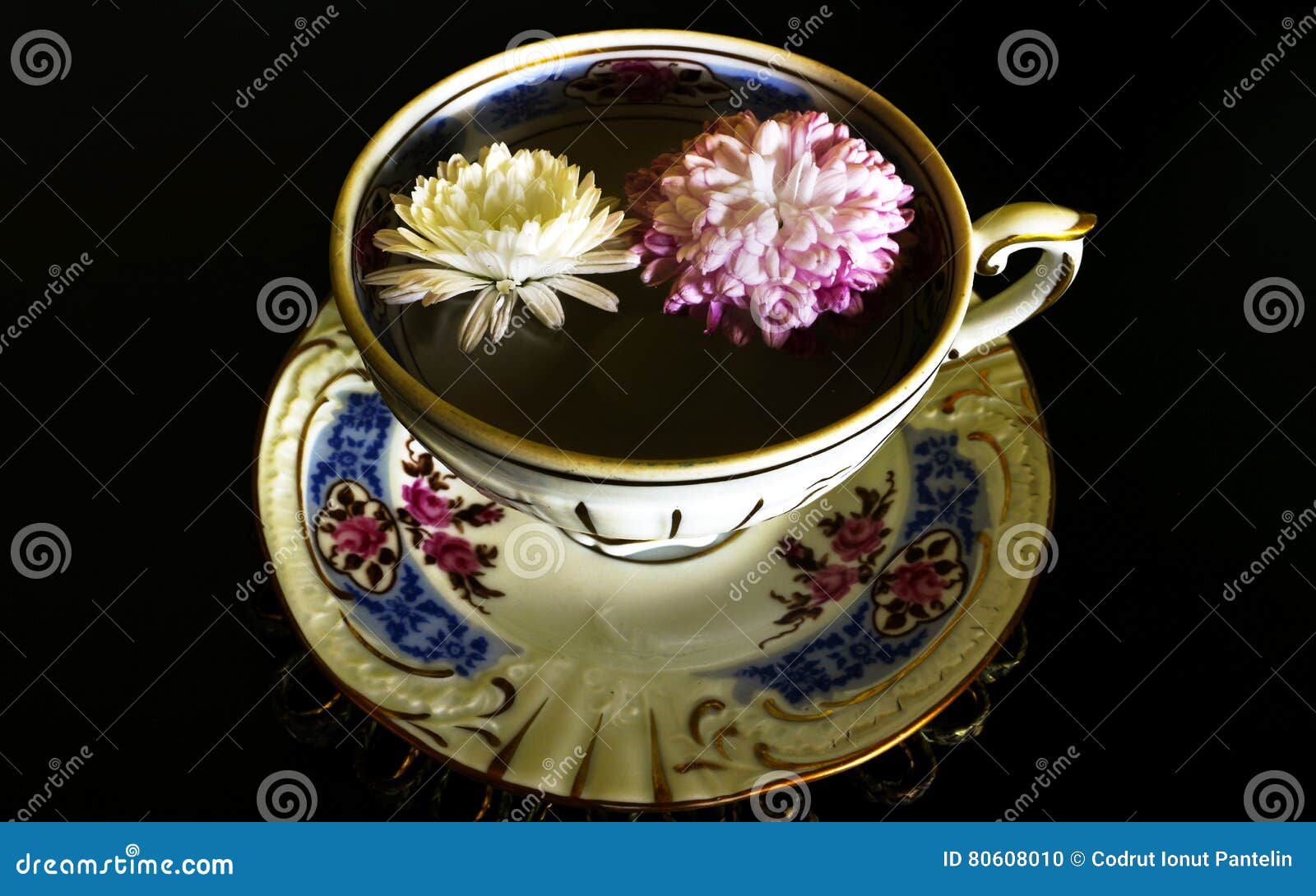 Tea cup and flowers stock photo. Image of beautiful, antique 80608010