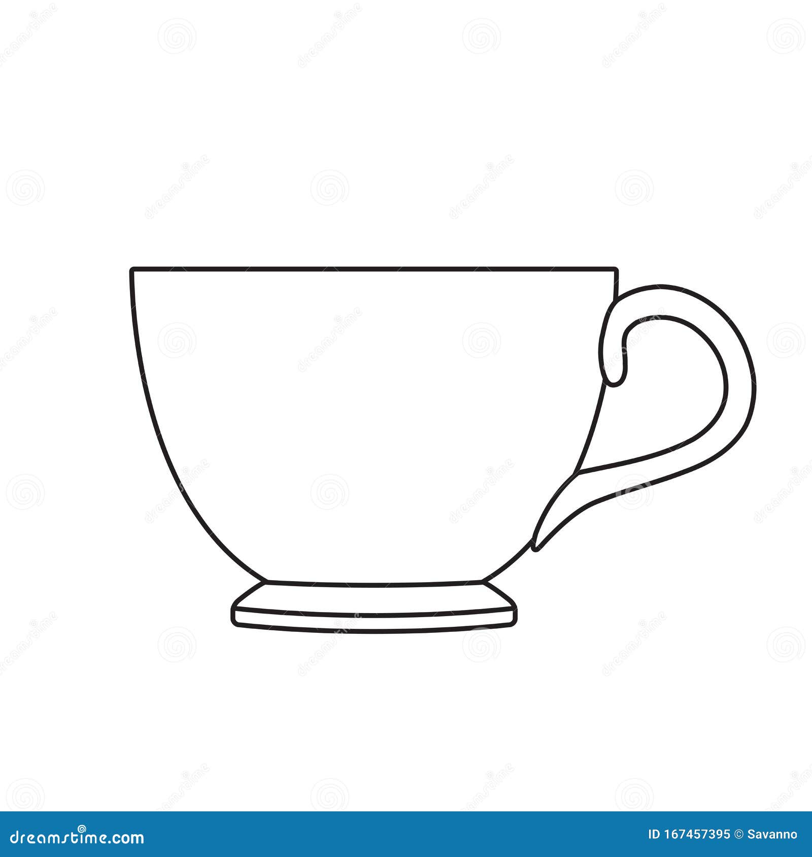 Tea Cup. Outline Vector Illustration Isolated on White Background