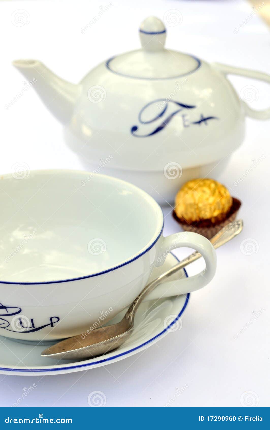 Tea cup, spoon, teapot stock photo. Image of spoon, beverage 17290960