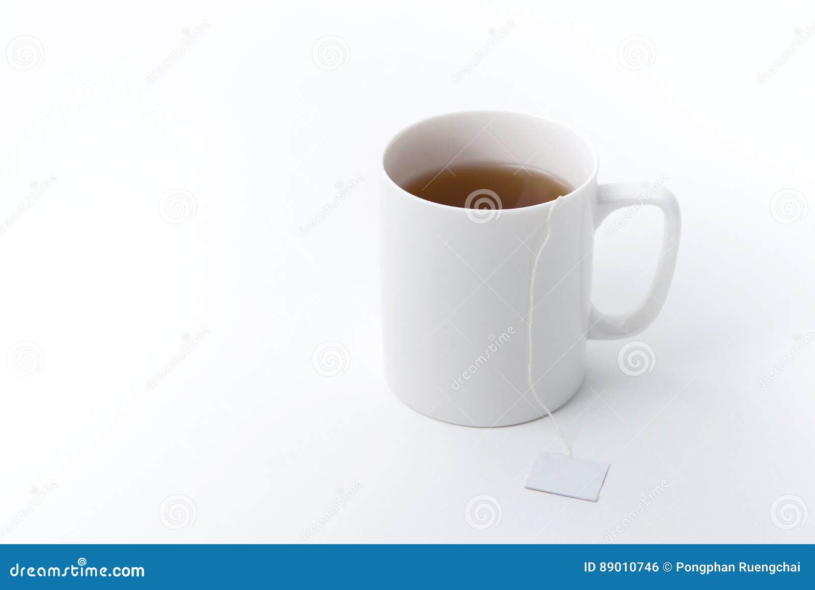Tea cup with tea bag stock photo. Image of white, heat 89010746