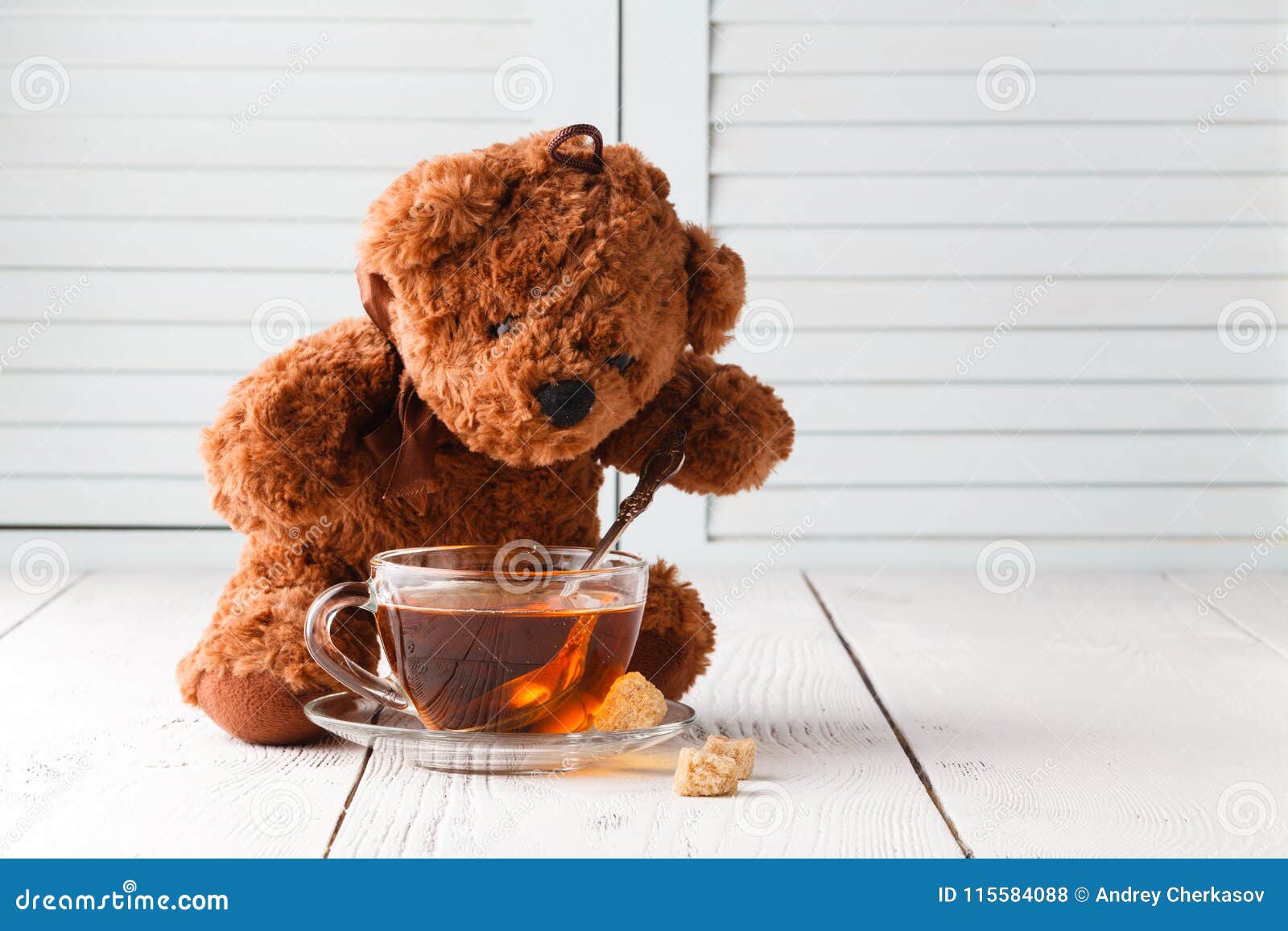 Tea Cup with Teddy Bear, Relax Time Stock Photo - Image of invitation ...