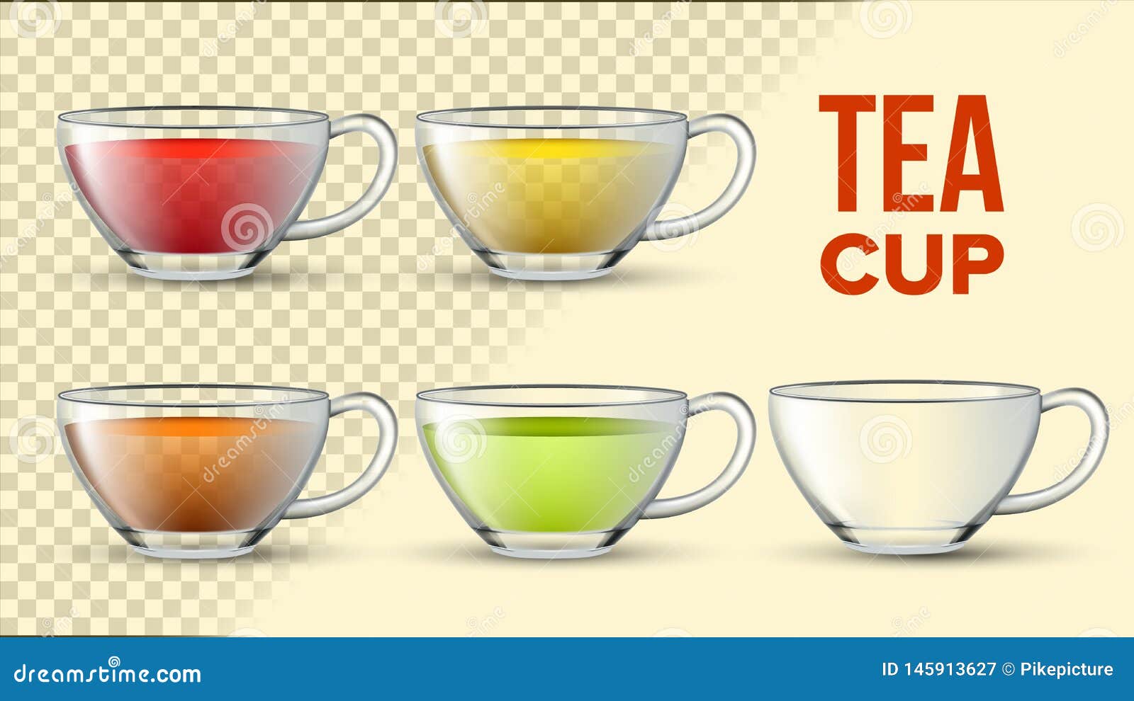 Download Tea Cups With Color Liquid Vector 3D Set Stock Vector ...