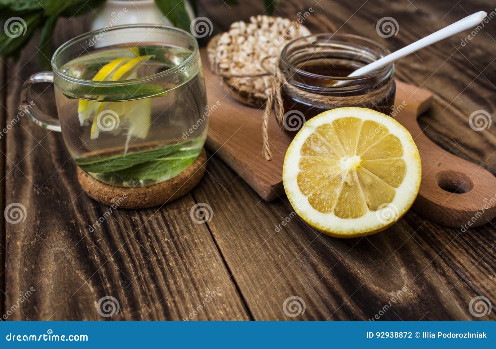 Tea with Fresh Mint and Lemon Honey Stock Photo Image of flavoring