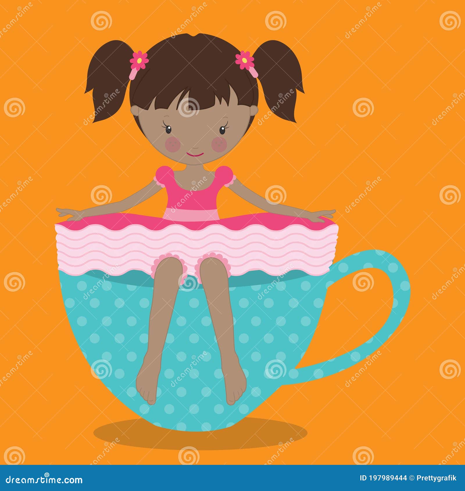 Tea girl pink 02 stock vector. Illustration of pink - 197989444