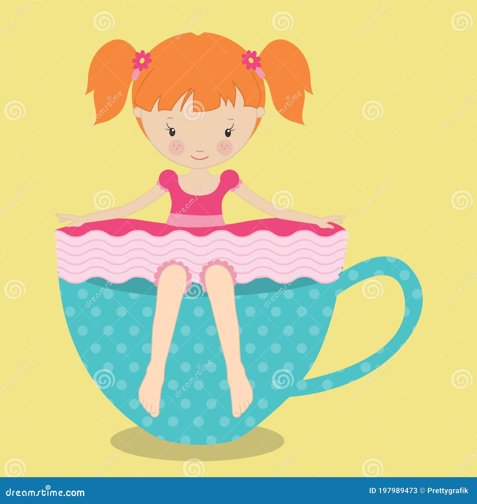 Tea girls orange 02 stock vector. Illustration of vectors - 197989473