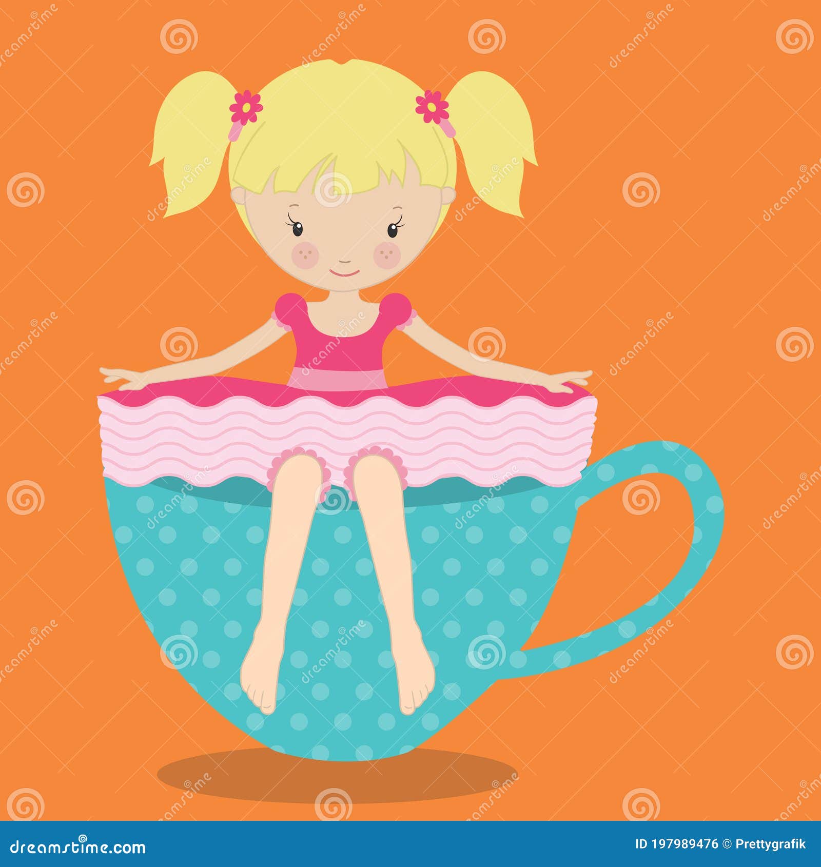 Tea girls pink blonde 02 stock vector. Illustration of graphic - 197989476