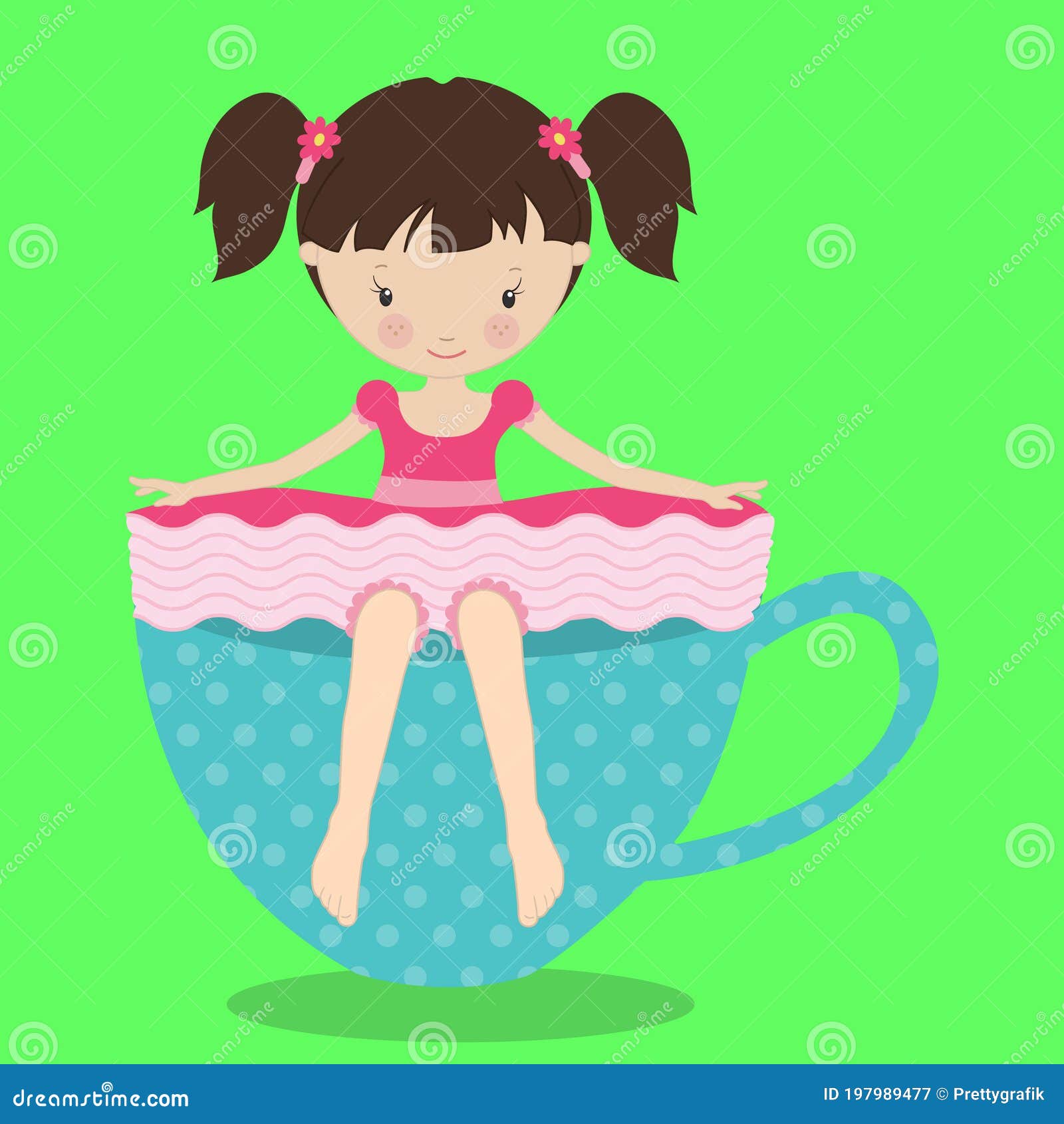 Tea girls pink brown 01 stock vector. Illustration of girls - 197989477