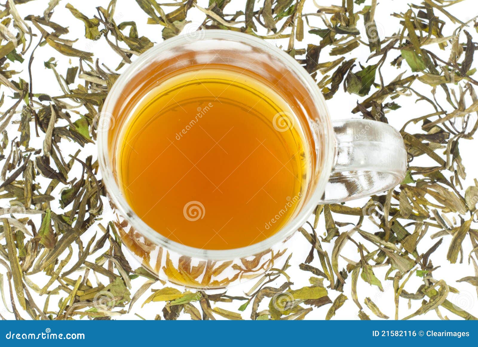 Tea in glass cup ,top view stock photo. Image of herb 21582116