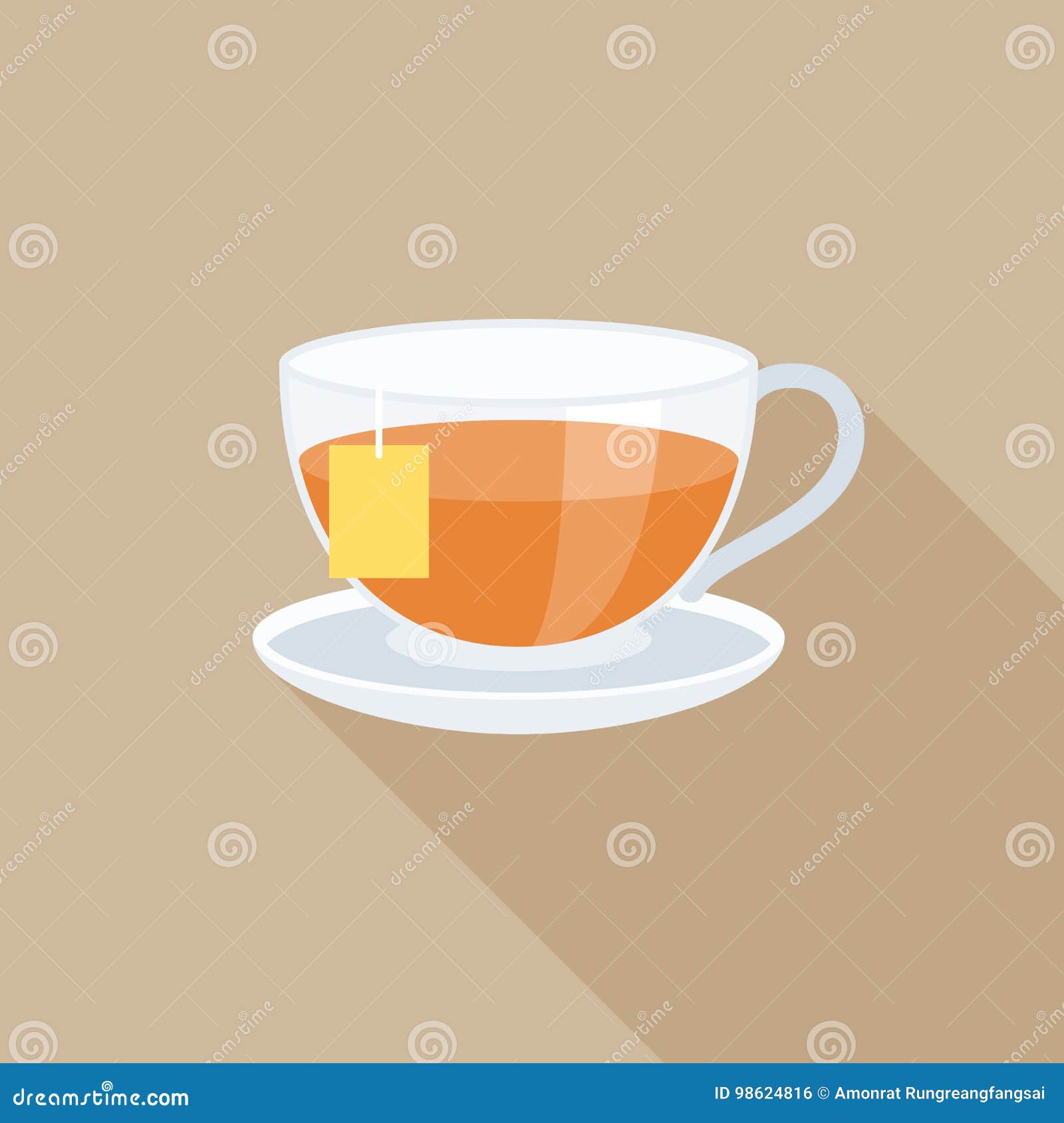 Tea in glass with tag stock vector. Illustration of beverage 98624816