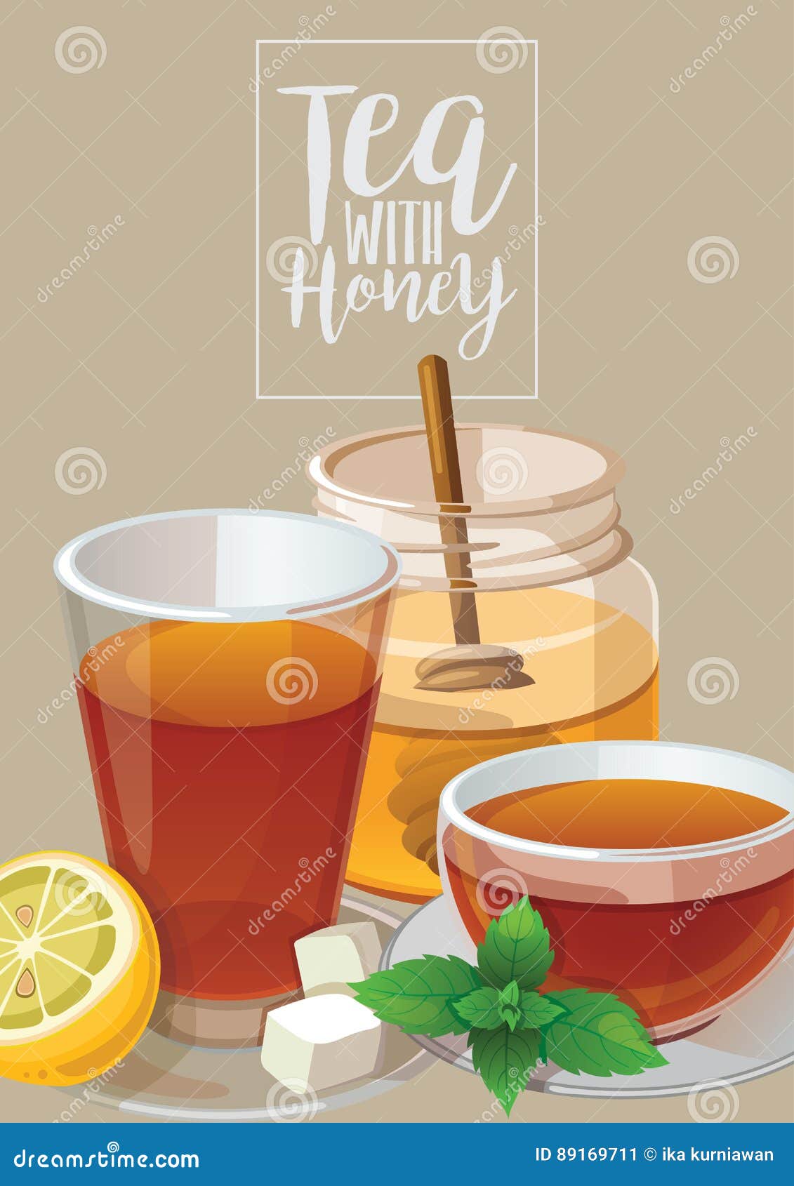 Tea with Honey stock vector. Illustration of cold, dessert 89169711
