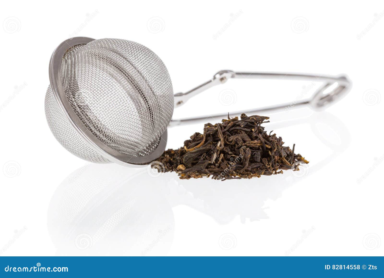 Tea Infuser with Green Tea Leaves Stock Photo Image of utensil