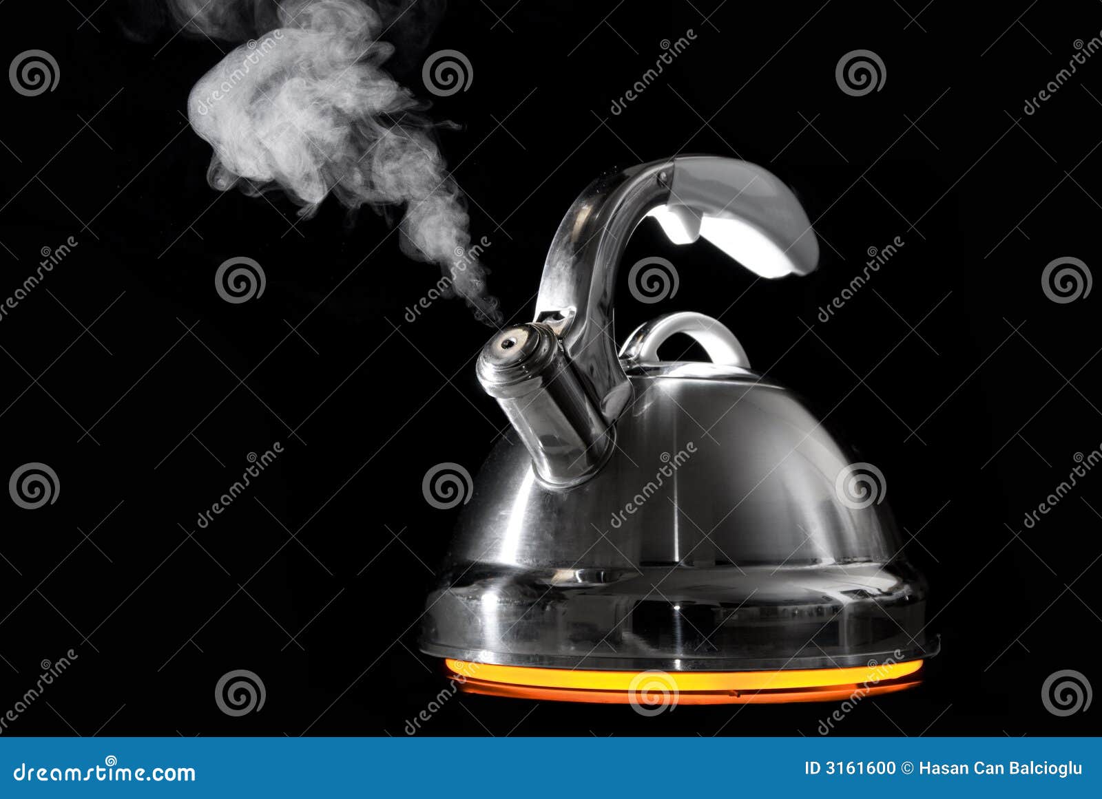 Kettle Boiling On A Camping Stove Stock Photo