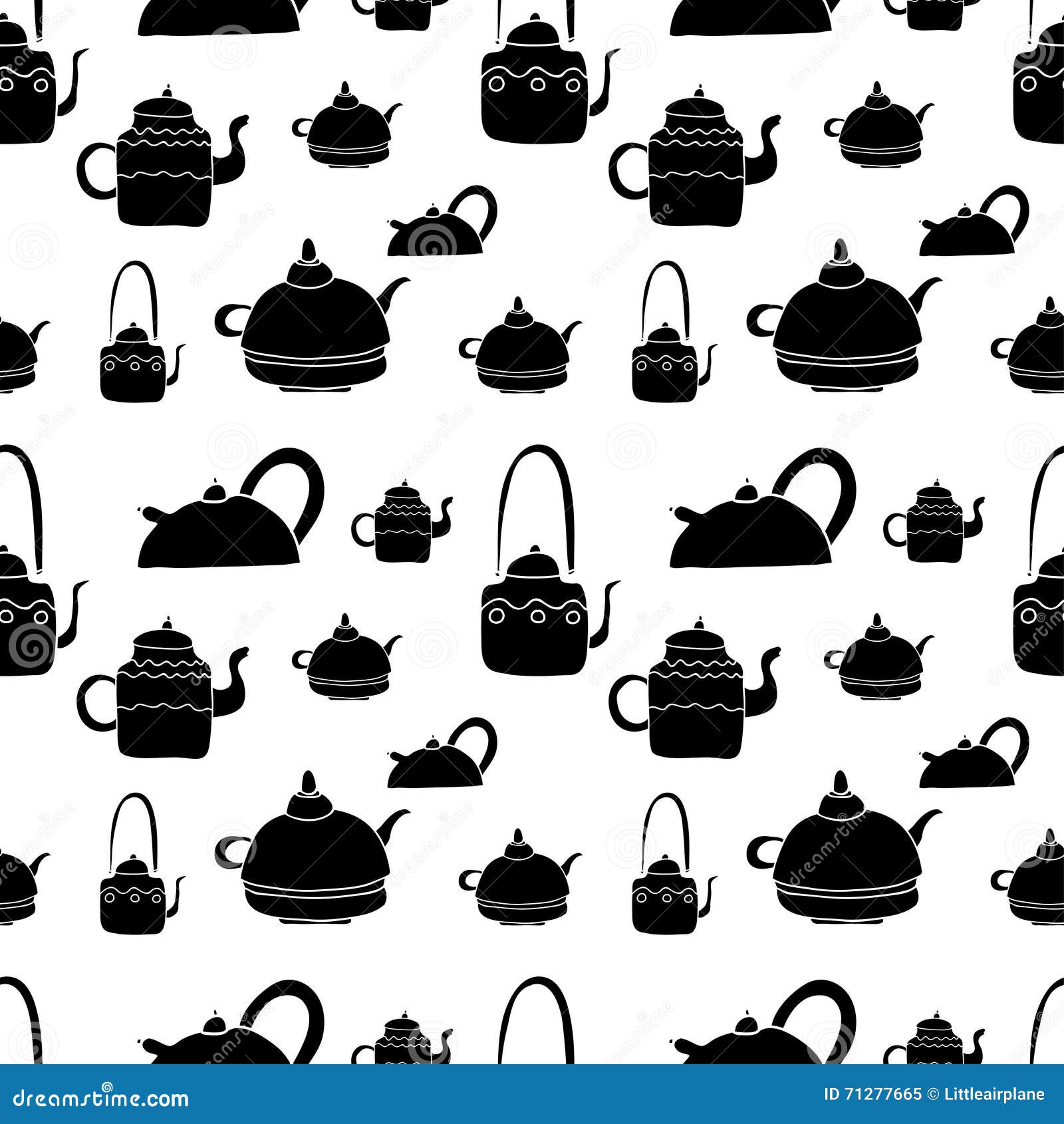 Tea kettle pattern bnw stock vector. Illustration of cake - 71277665