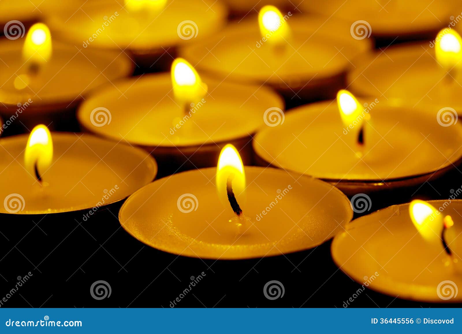 Tea Lights Candles with Fire Stock Photo Image of heat, objects 36445556