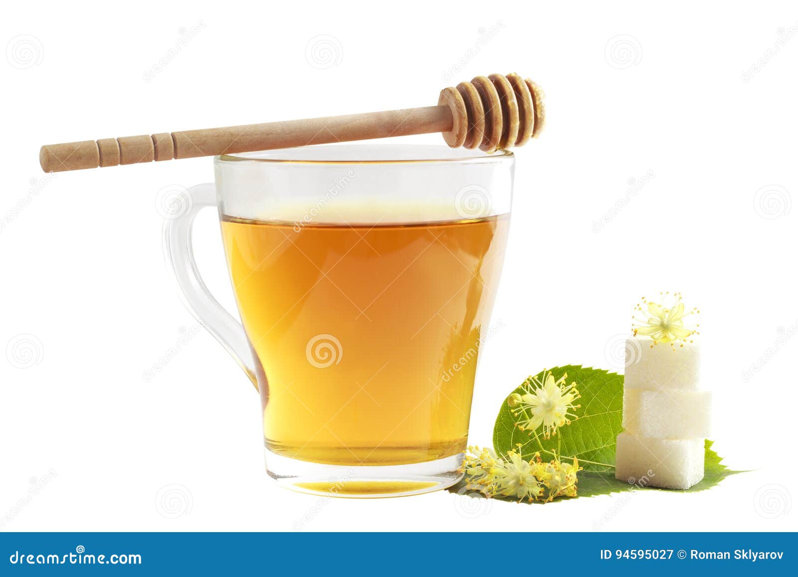 Tea with Linden and Honey Isolate White Background Stock Image Image of flower, closeup 94595027