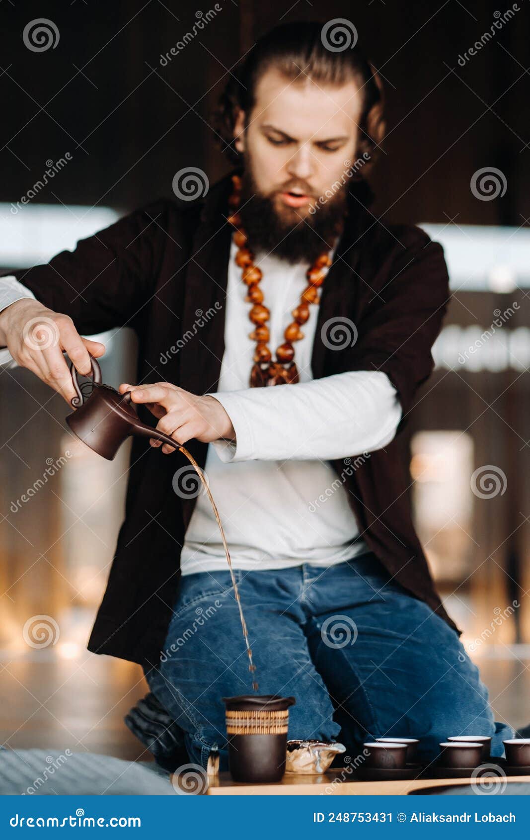 The Tea Master is Preparing To Hold a Tea Ceremony in the Interior