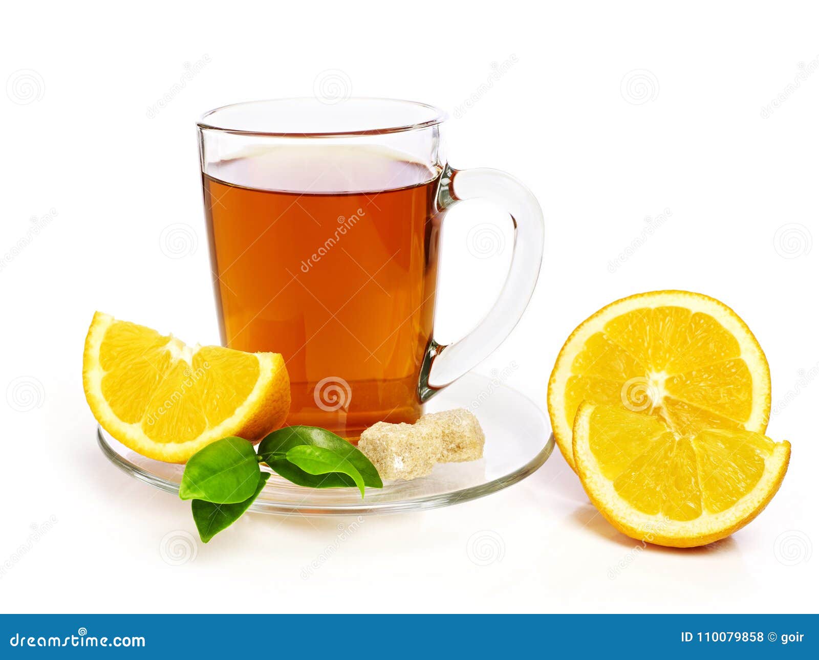 Tea with orange stock photo. Image of slice, isolated 110079858