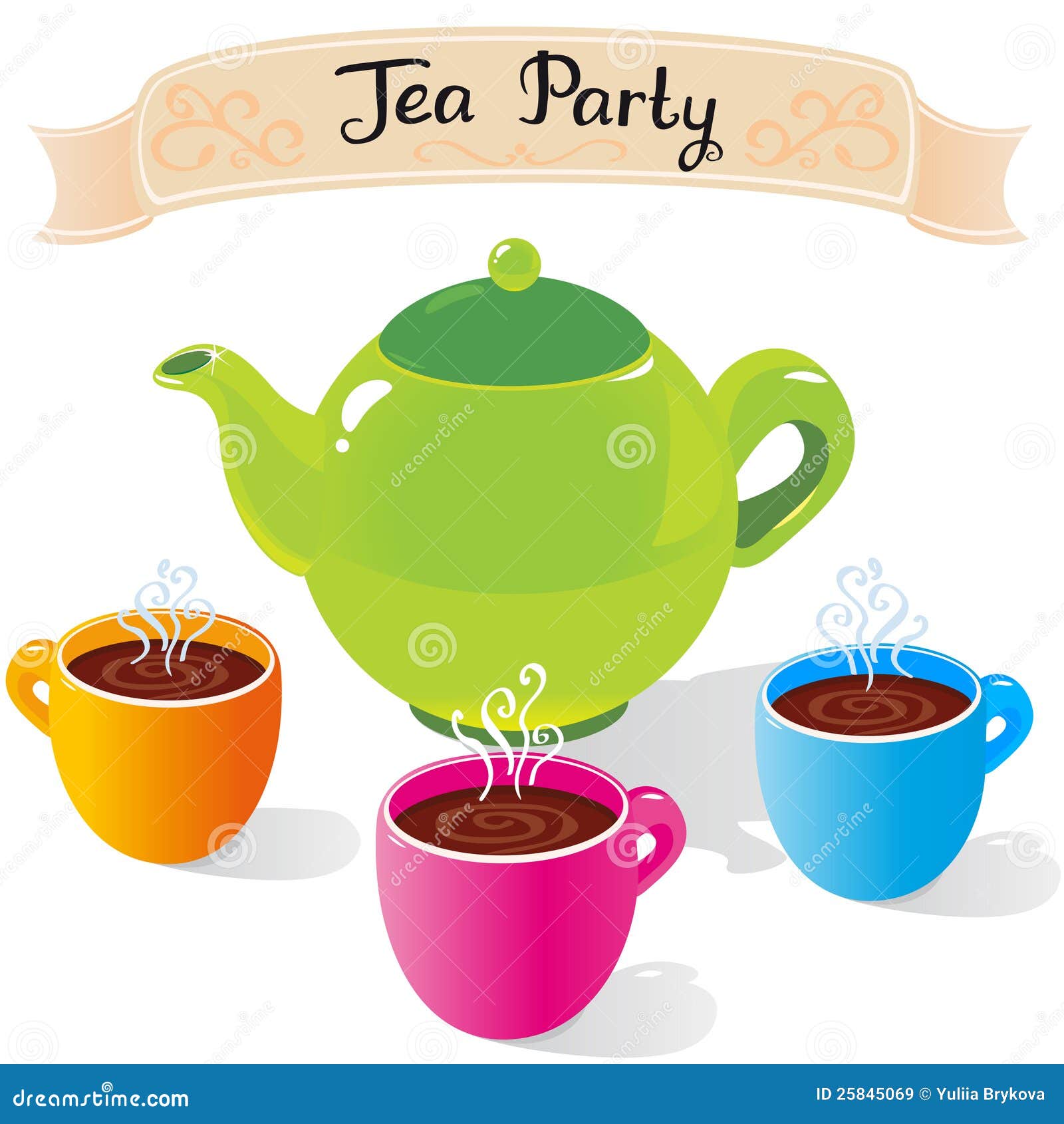 Tea party stock vector. Illustration of teacup, vintage 25845069