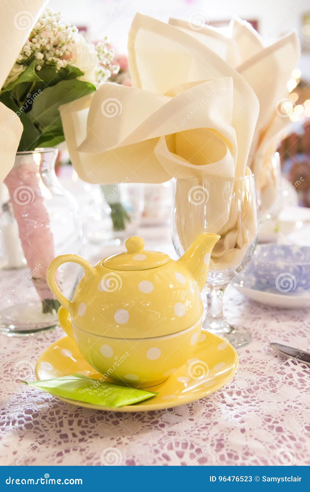 Tea Party Place Setting For Wedding Reception Tables Stock Image