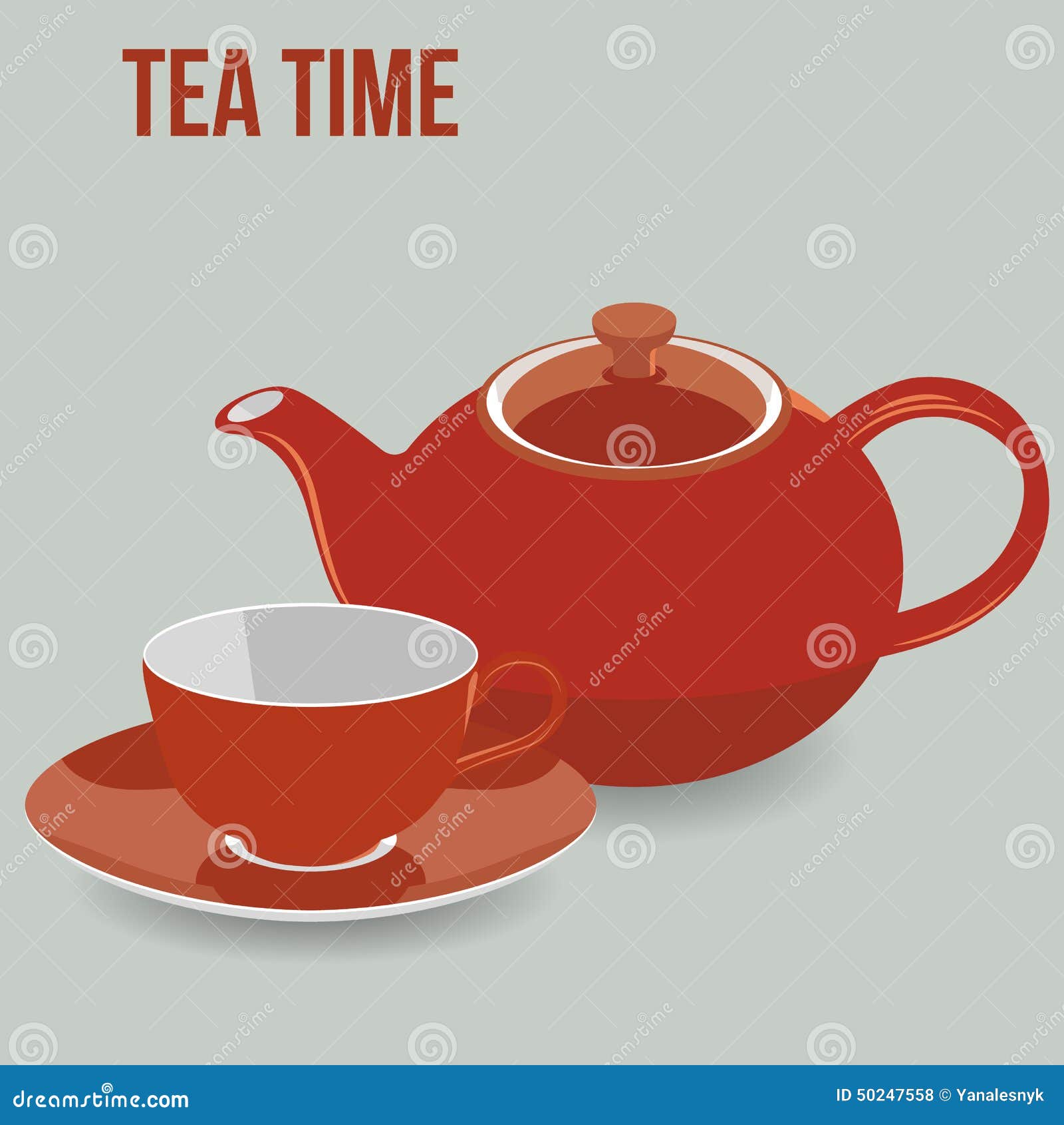 Tea Party Pot and Cup Vector Background Stock Illustration