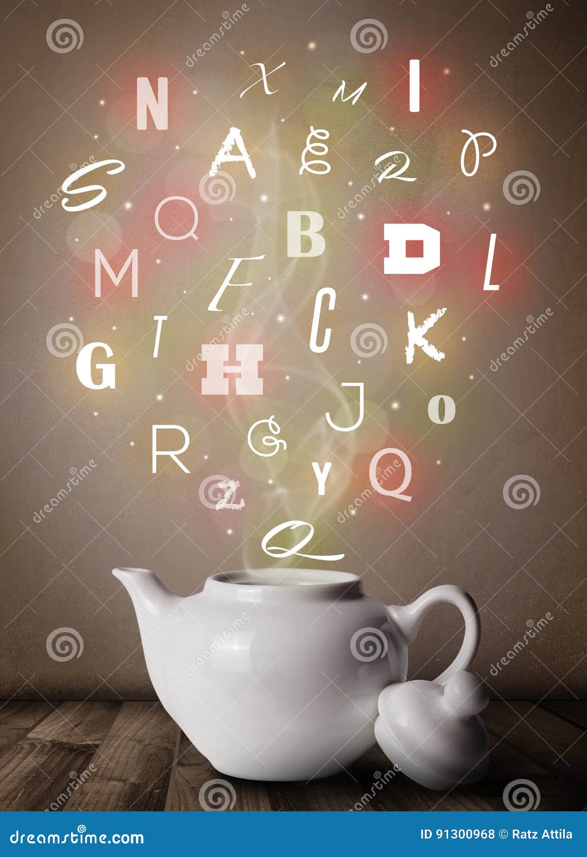 Tea Pot with Colorful Letters Stock Photo Image of beverage, cafacopy