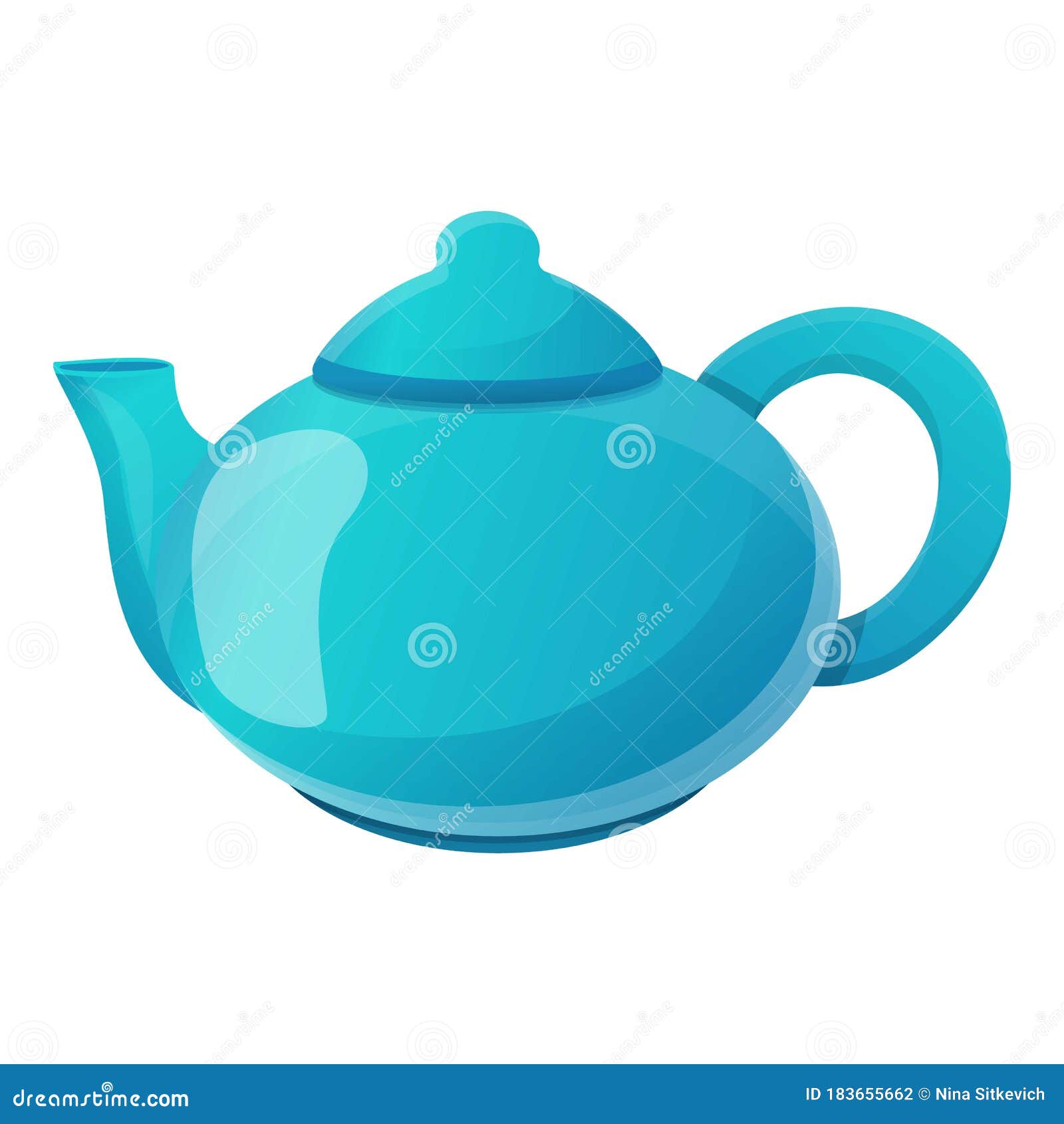 Tea Pot Icon, Cartoon Style Stock Vector Illustration of isolated