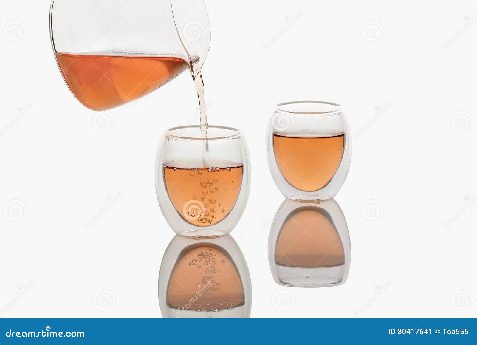 Tea Pouring into Doublewall Glass Tea Cup Stock Image Image of