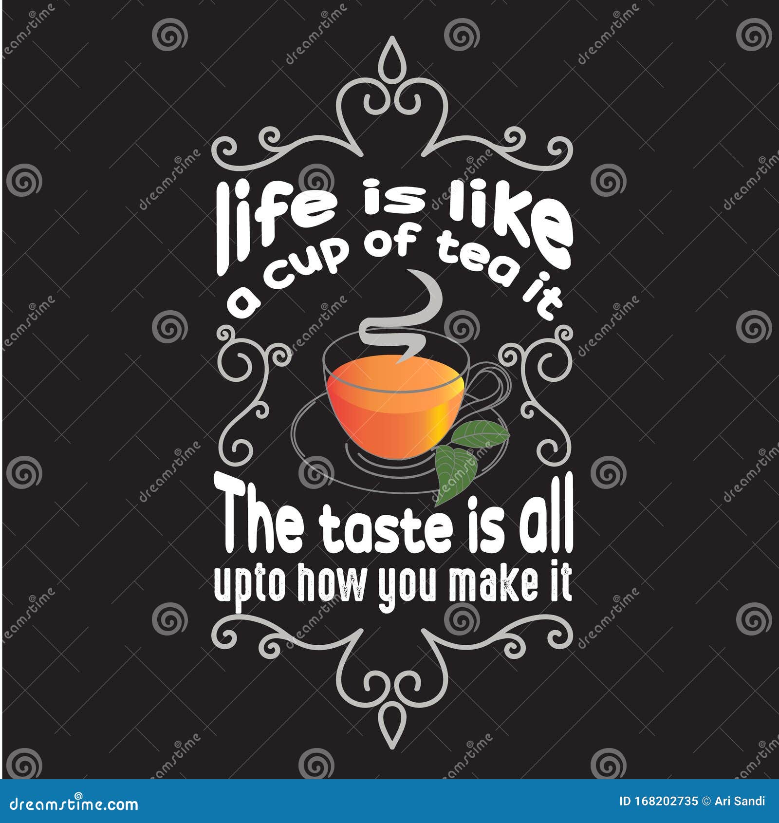Inspiring Quote  poster print ITS HOW YOU MAKE IT LIFE IS LIKE A CUP OF TEA 