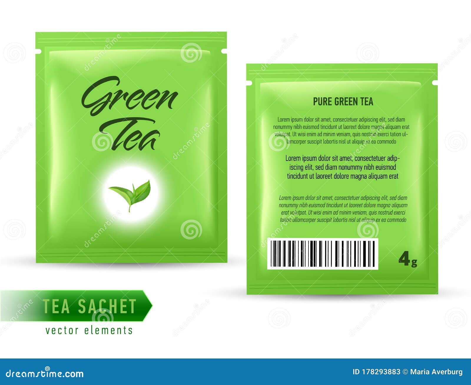 Tea Sachet Package Design Template Isolated on White Backgrpound