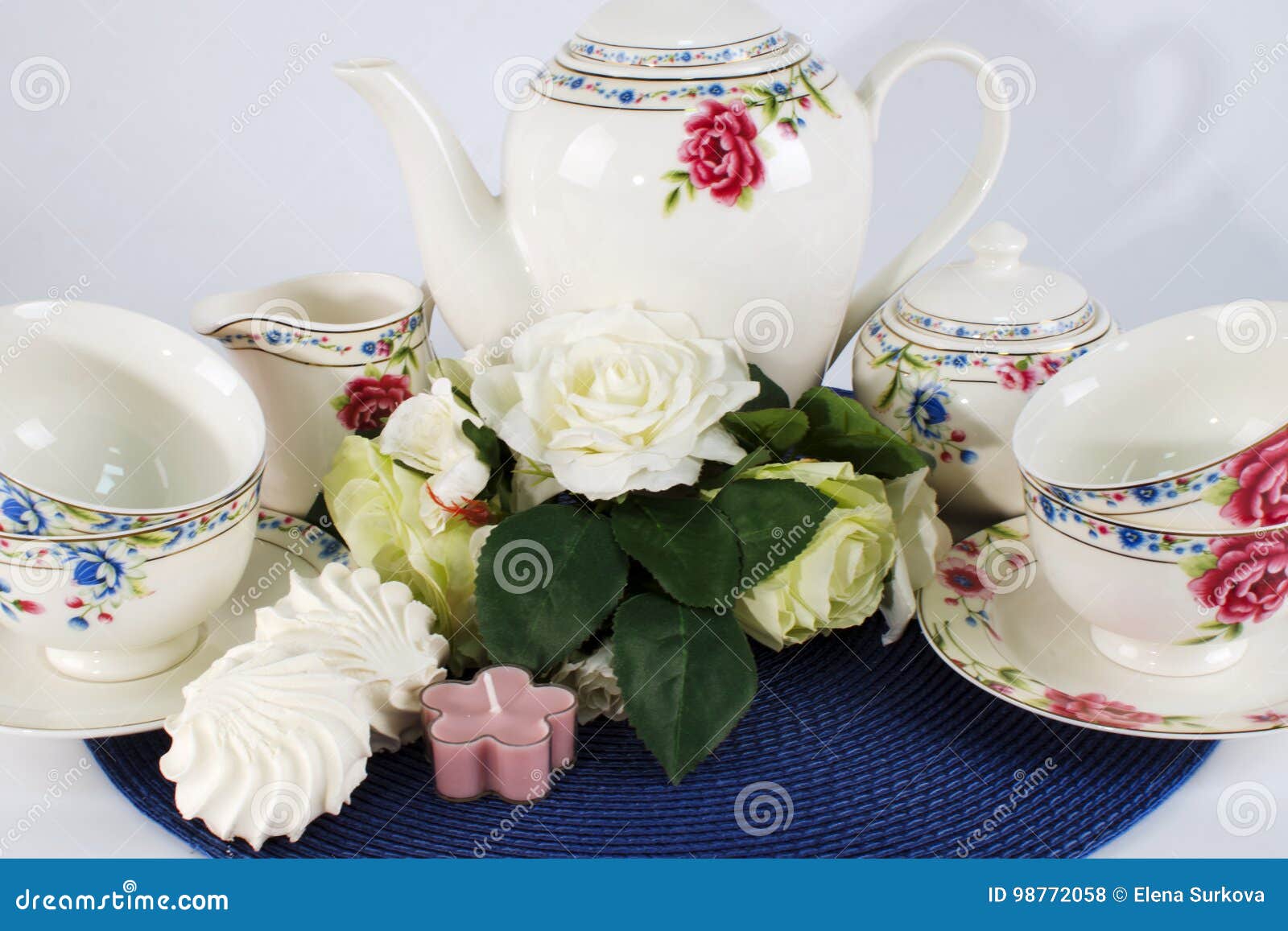 Tea set in the decor stock photo. Image of sewer, napkin 98772058
