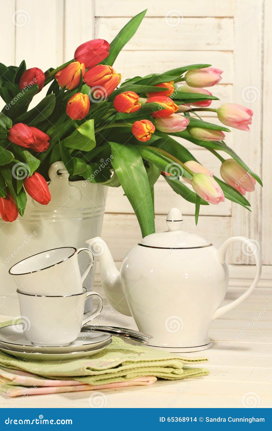 Tea Set with Flowers for Easter Stock Photo Image of elegant, drink