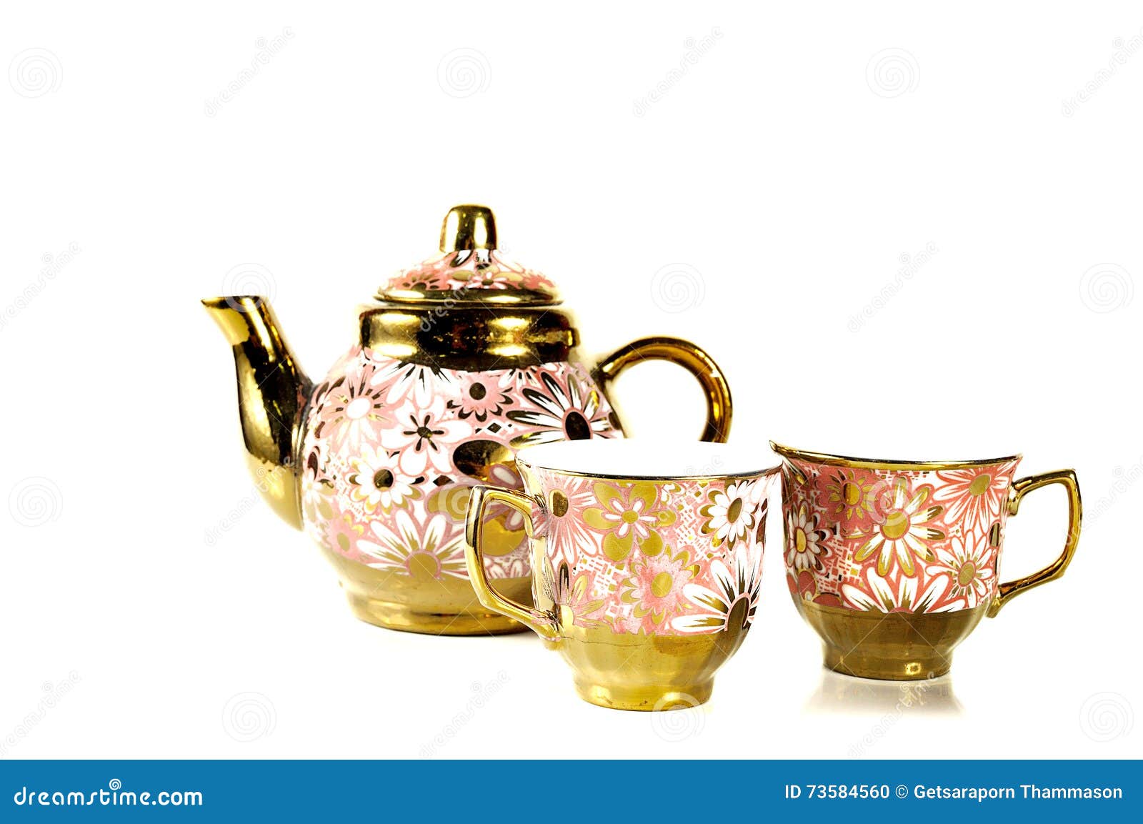 Tea Sets Close Up Isolated on White Background Stock Photo Image of