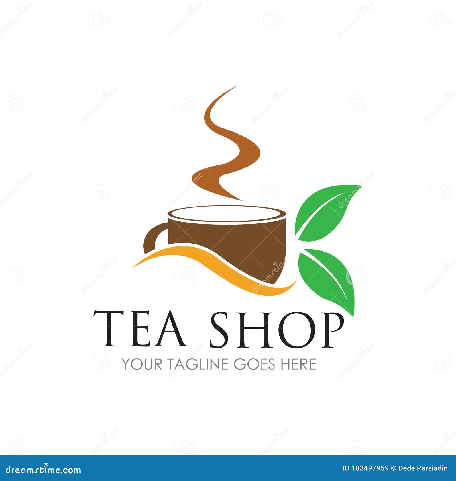 Tea Shop Logo Symbol Vector Illustration Design Template Stock Vector
