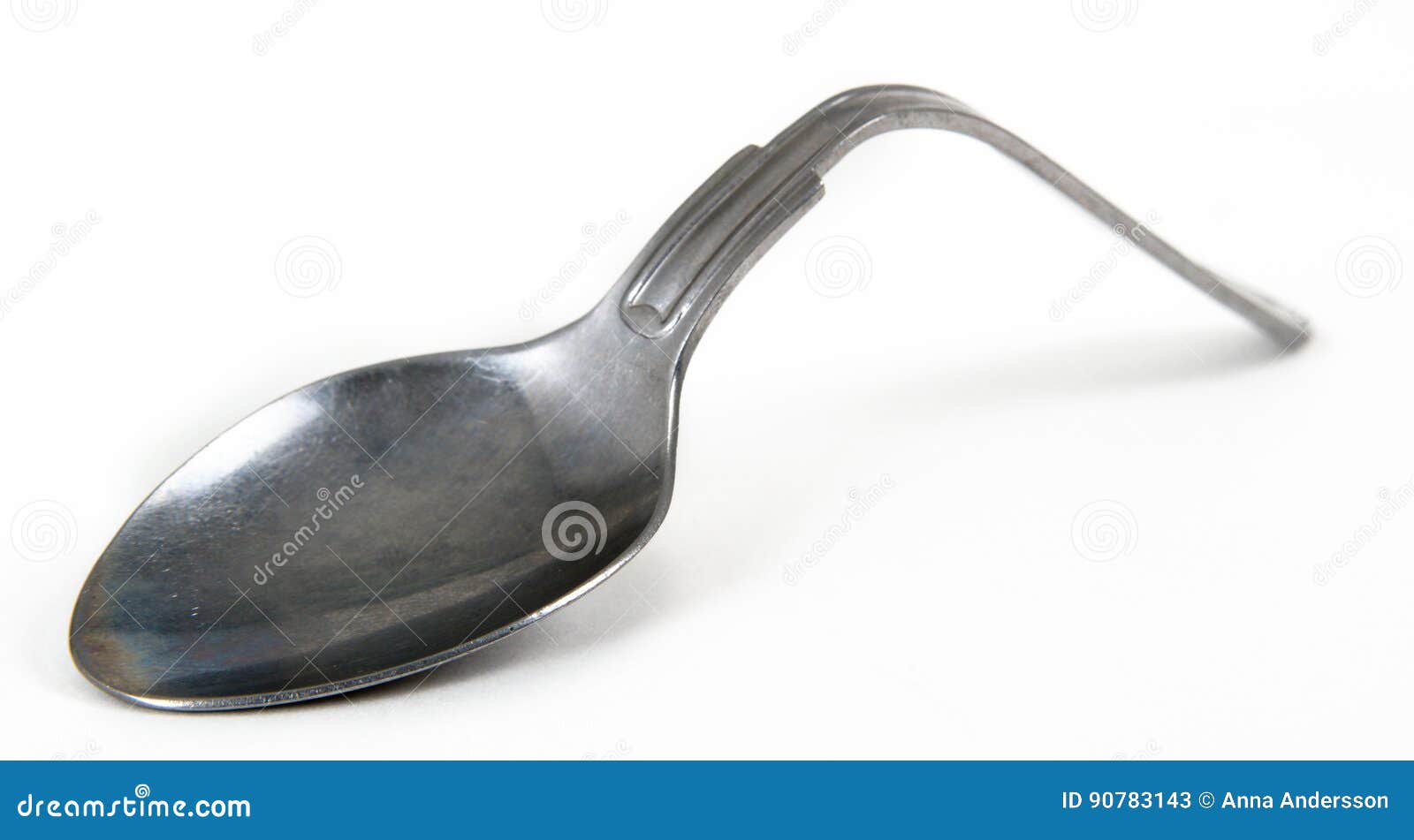 Tea Spoon Bent with Willpower Isolated on White Stock Image Image of