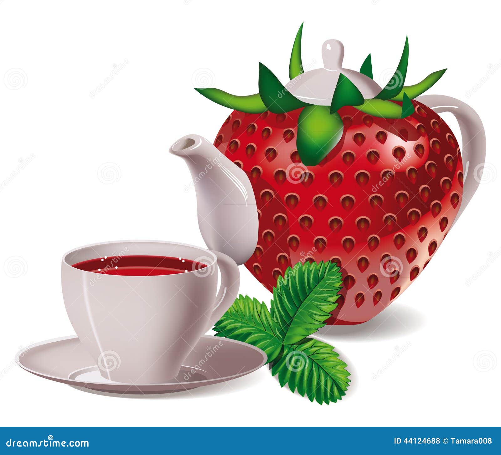 Tea. strawberries stock vector. Illustration of form 44124688
