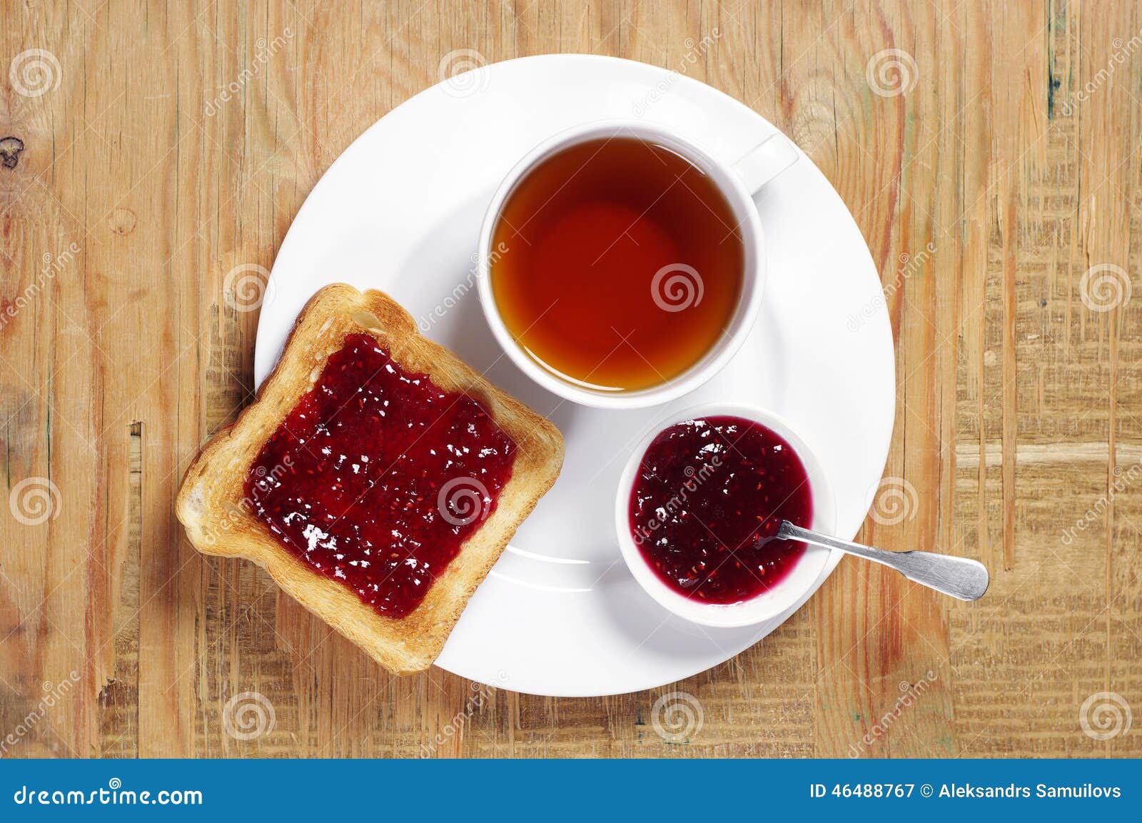 Tea and toast with jam stock image. Image of bread, beverage 46488767