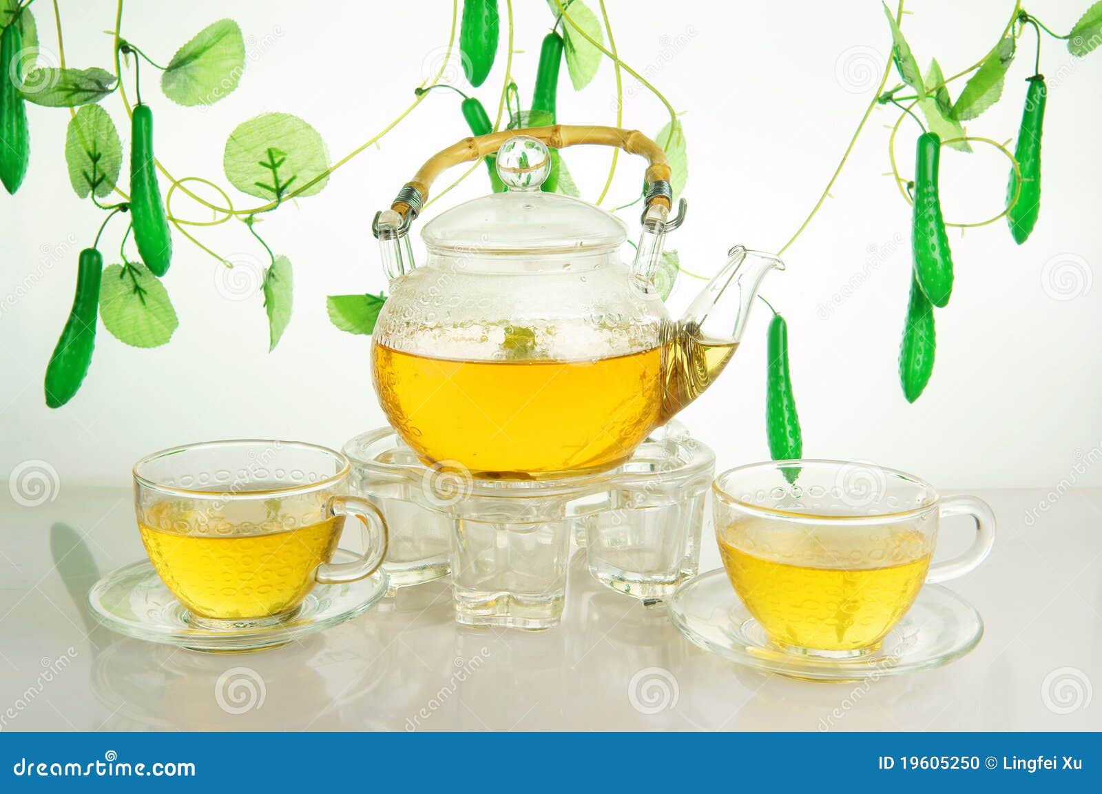 The Tea Vessel of Glass System Stock Photo Image of tray, teapot
