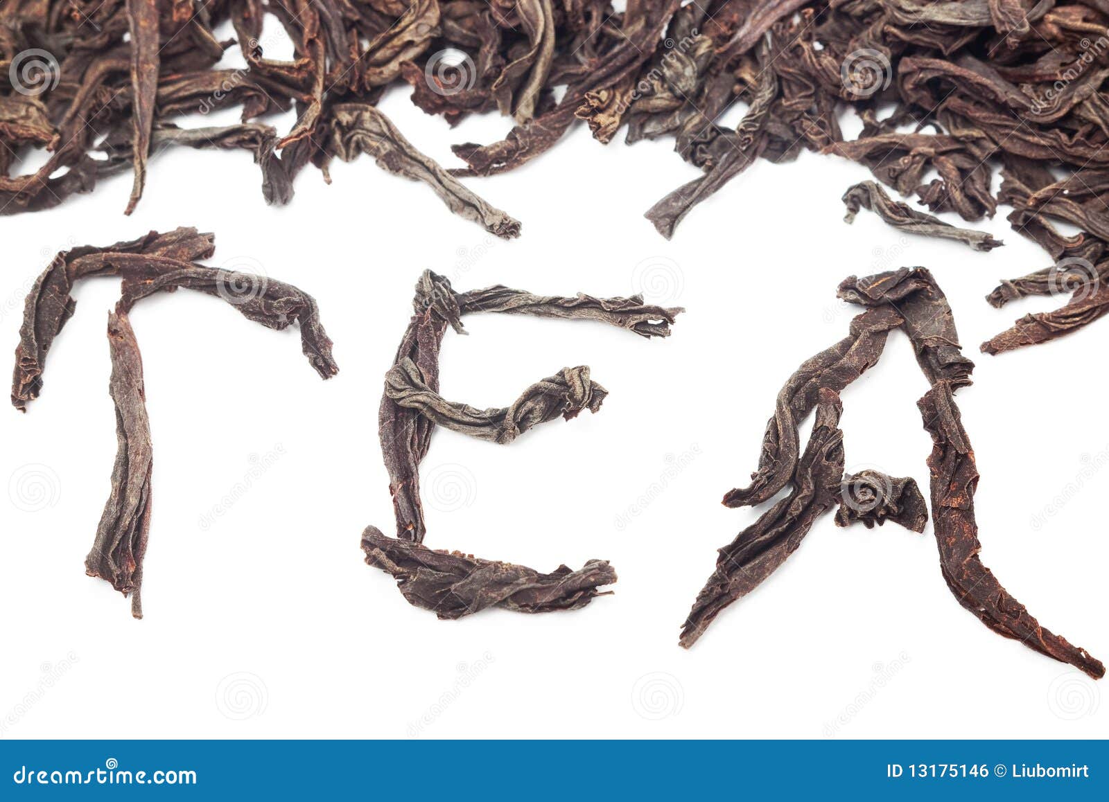 Tea word with leaves stock photo. Image of dried, food 13175146