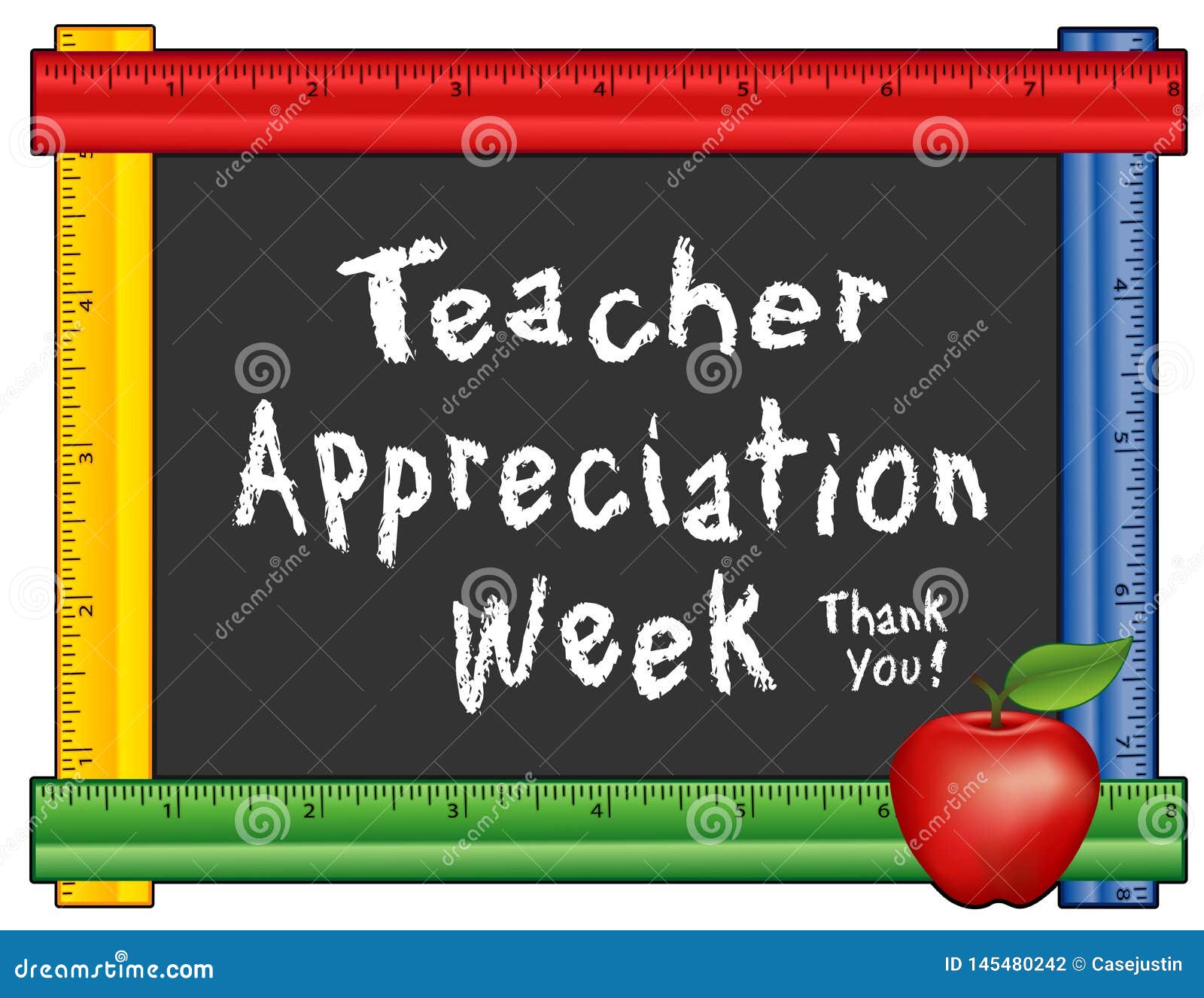 Download Teacher Appreciation Week, Ruler Frame, Apple Stock Vector ...