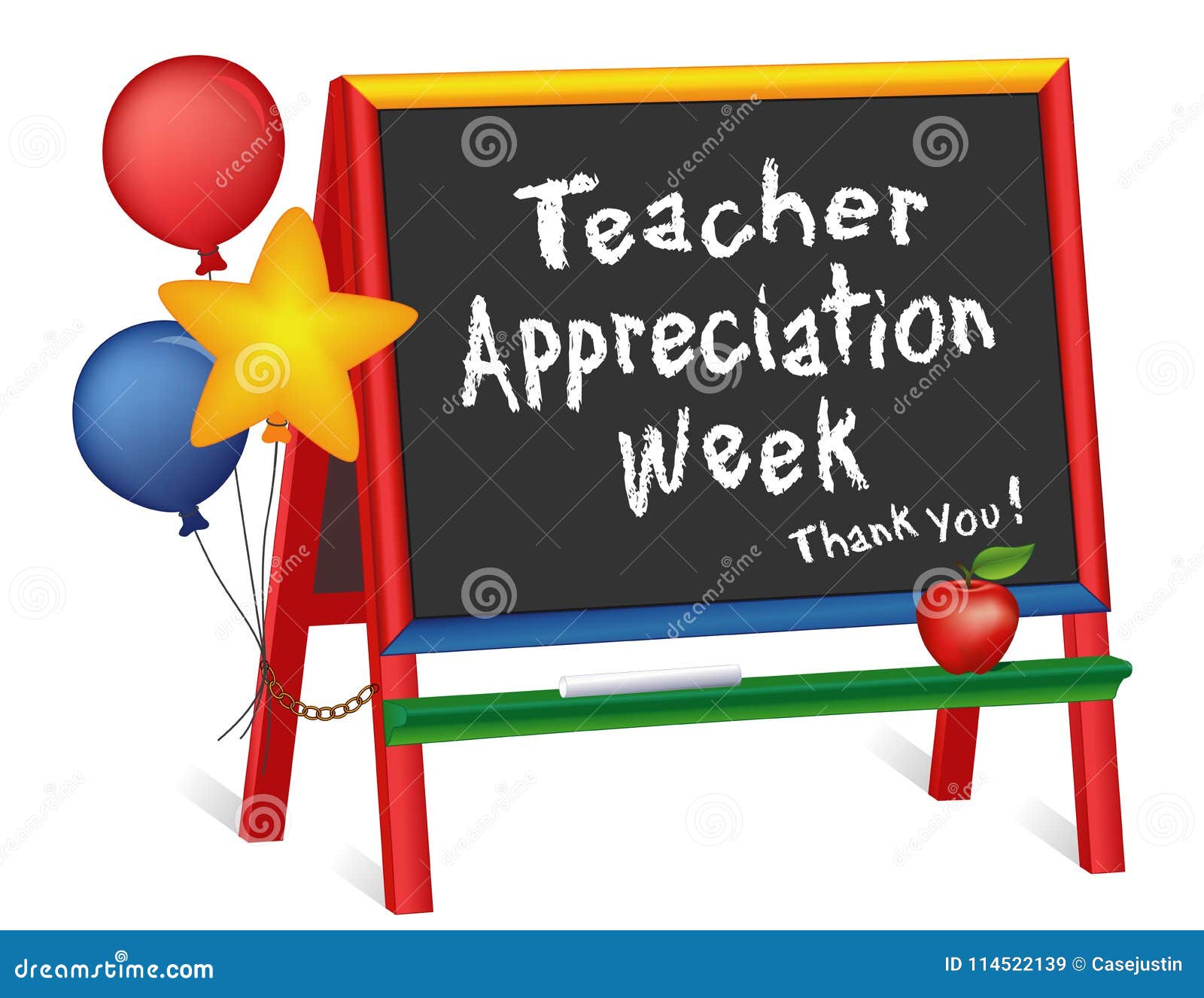 teacher appreciation week, stars and balloons, chalkboard easel for children