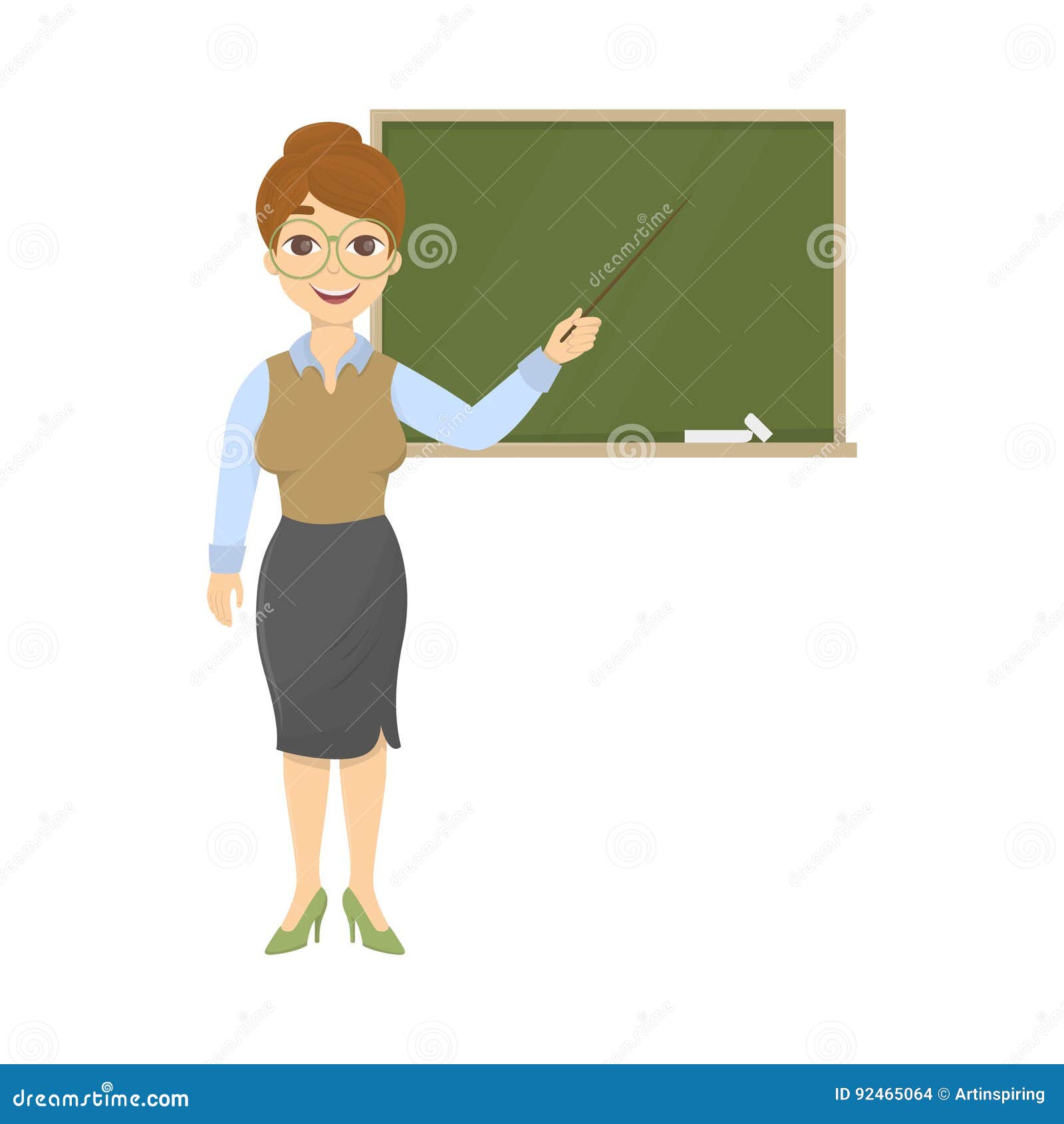Teacher with chalkboard. stock vector. Illustration of occupation