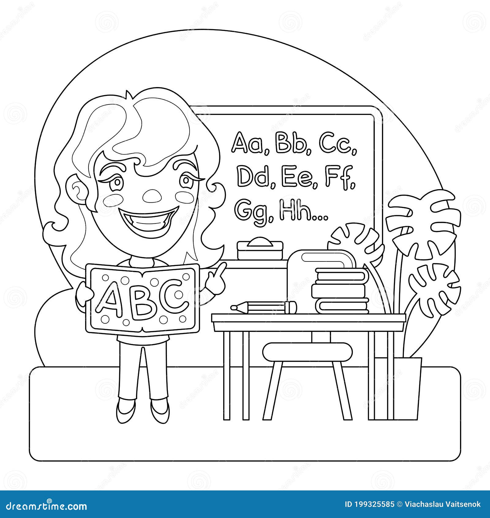 teacher and students coloring pages