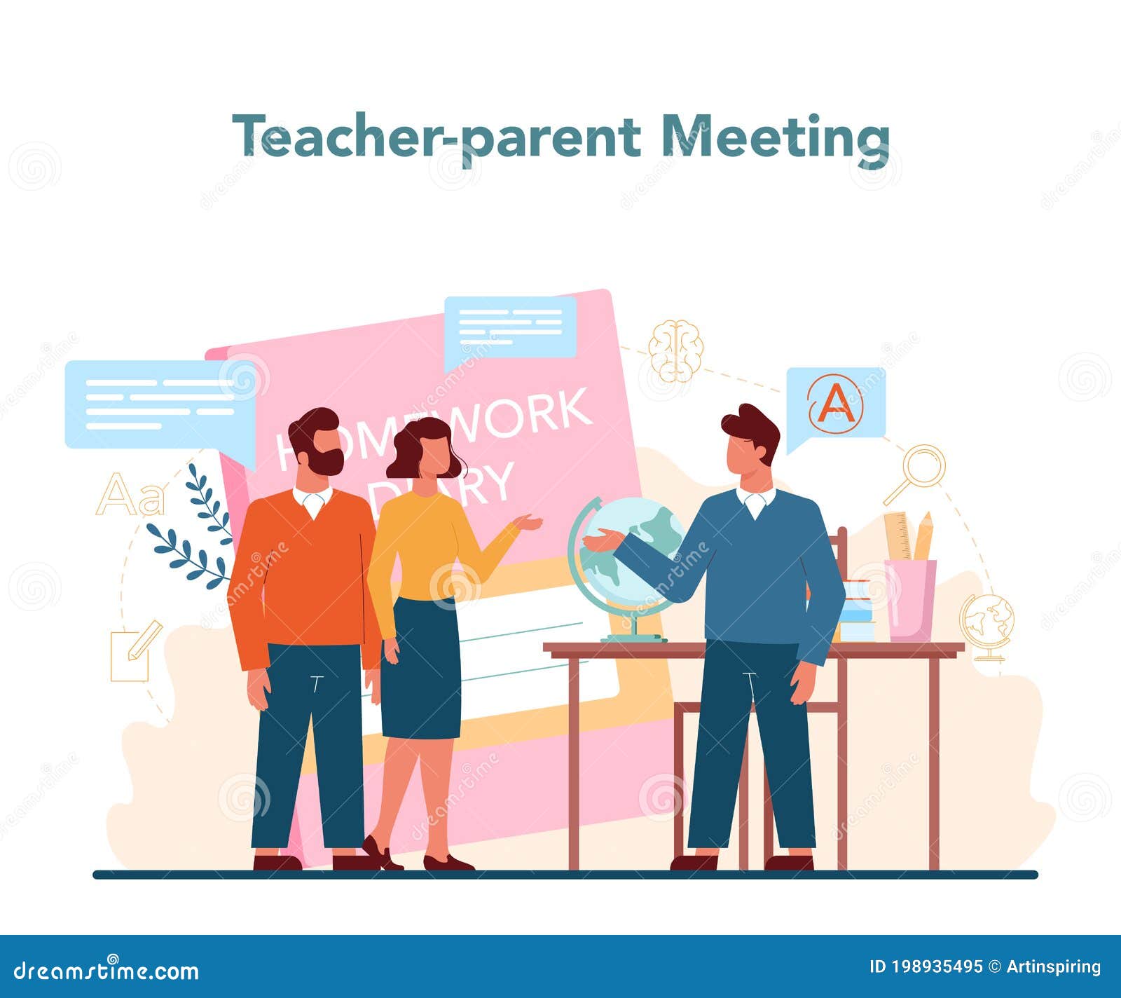 teacher concept. profesor planning curriculum, meeting parents.