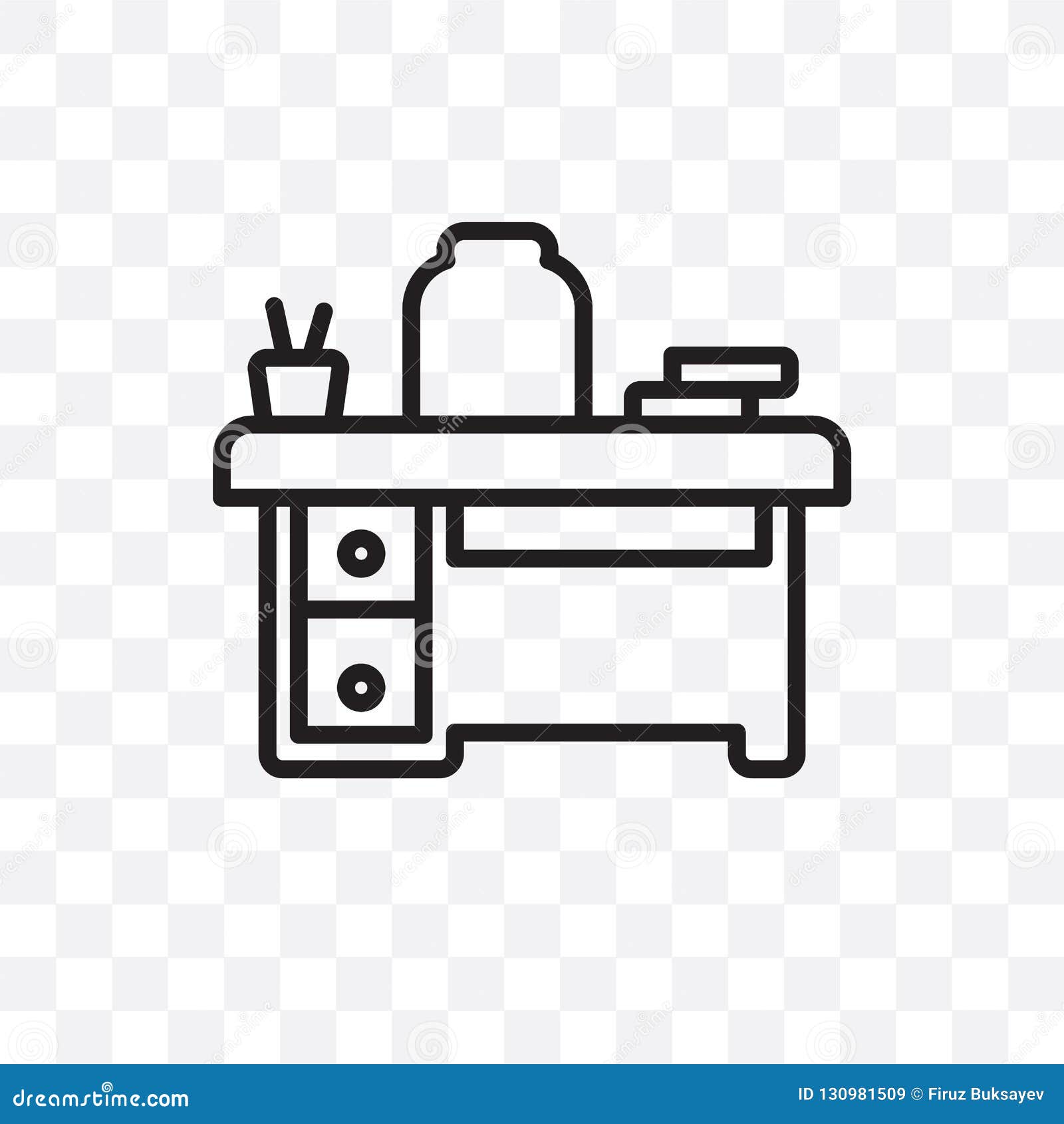 Teacher Desk Vector Linear Icon Isolated On Transparent Background