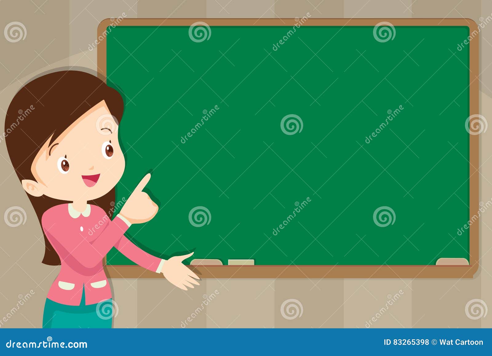 Teacher in Front of Chalkboard with Copy Space for Your Text Stock