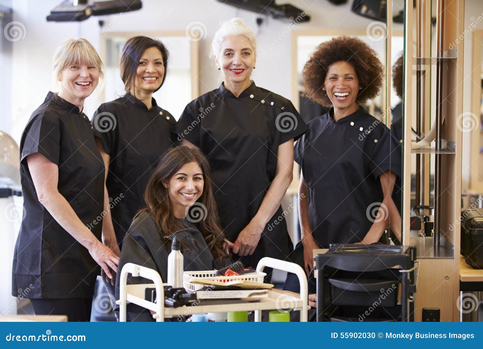 Teacher Helping Mature Students in Hairdressing Stock Photo Image of