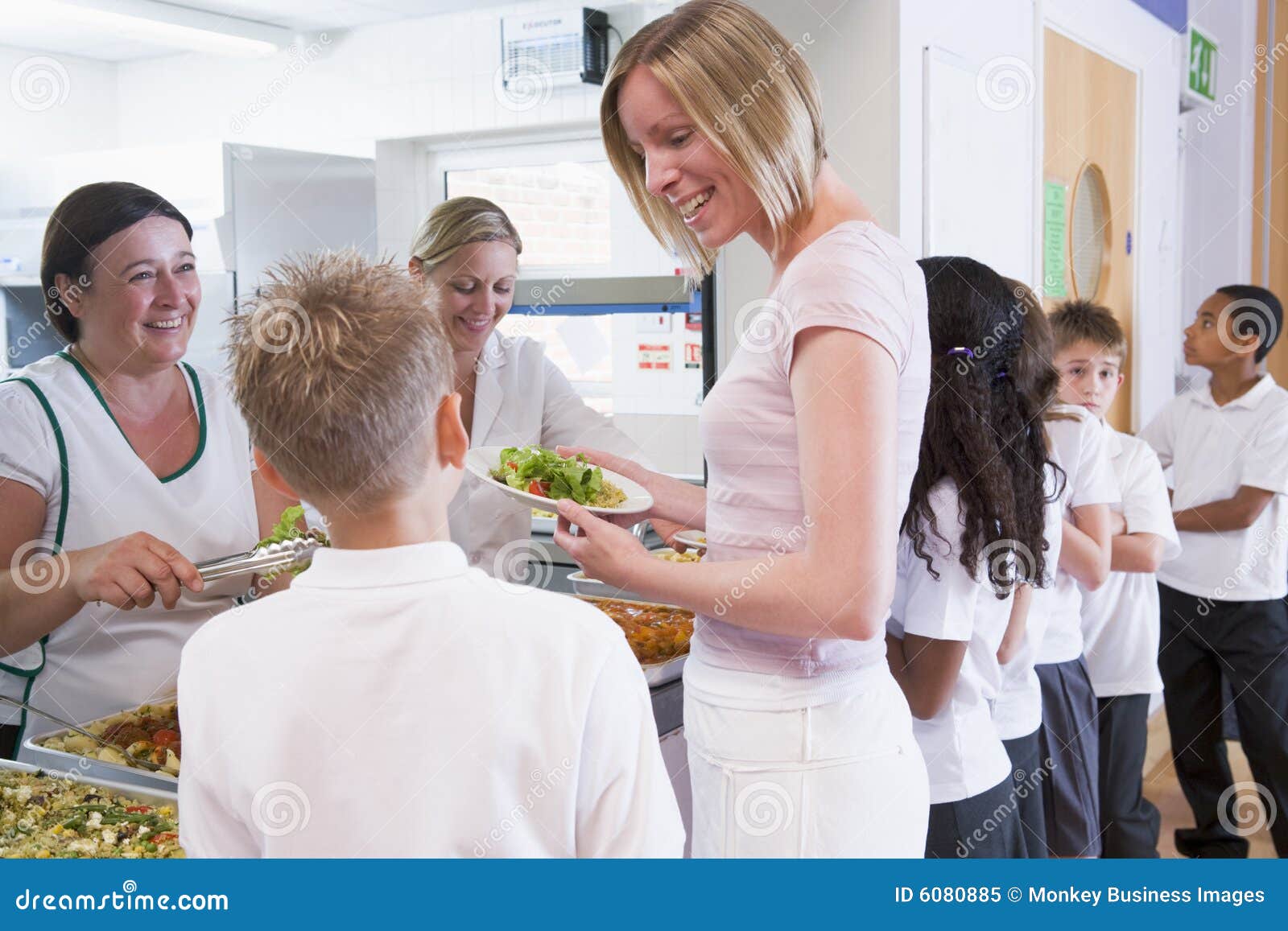 Teacher Holding Plate of Lunch in School Cafeteria Stock Image Image