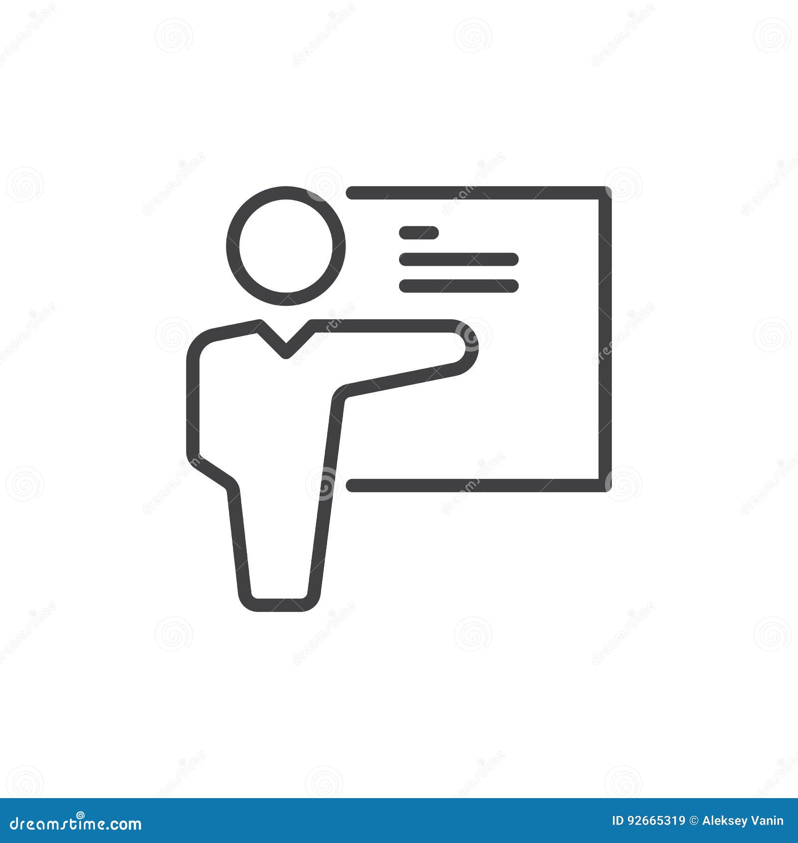 teacher, instructor line icon, outline  sign, linear style pictogram  on white. presenter , logo .